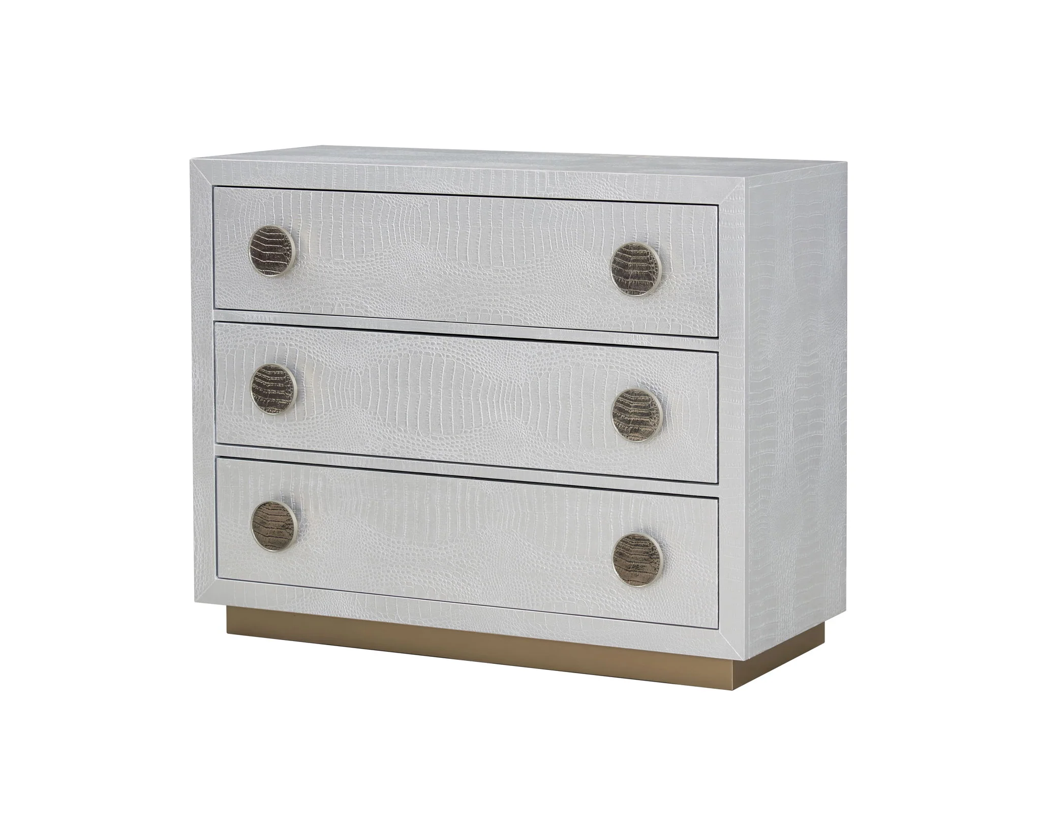 Anpu - Faux Crocodile Skin Console Cabinet - Silver - Image 8