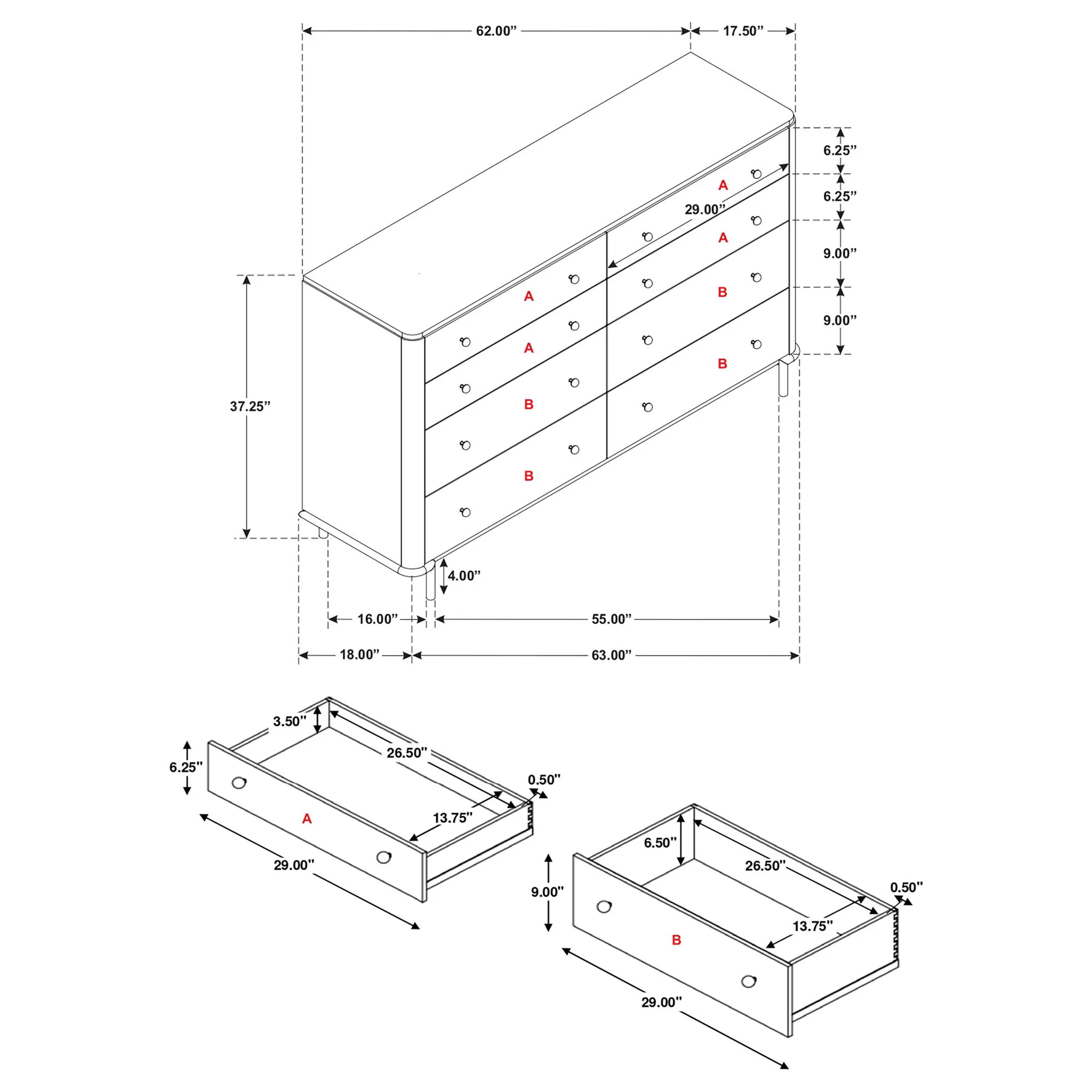Anser - 8 Drawer Dresser - Black - Image 6