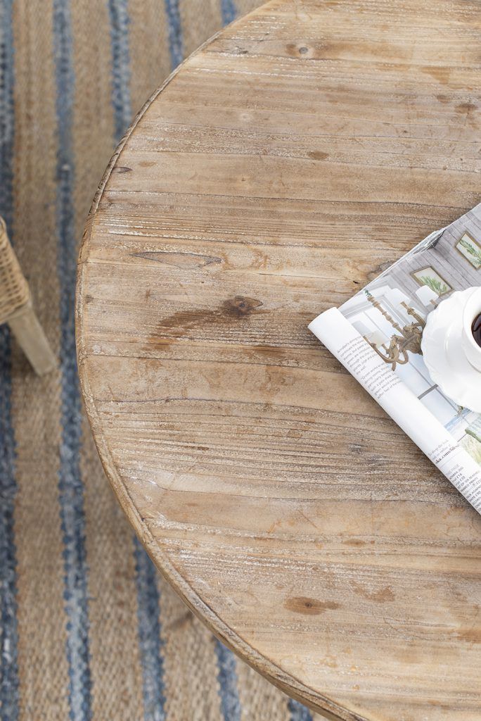 Antique Round Wood Table - Antique White / Gray - Image 7