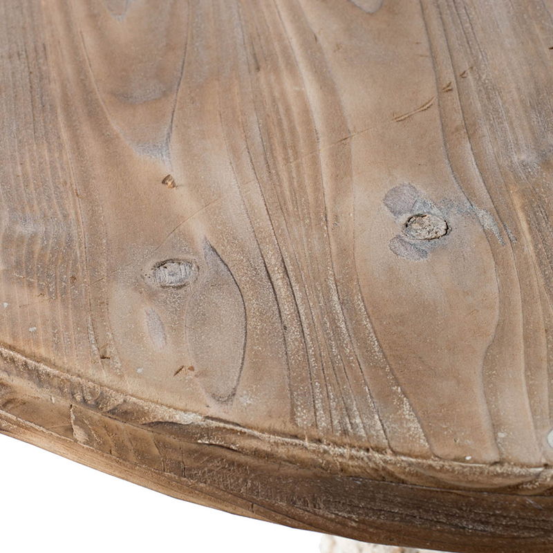 Antique Round Wood Table - Antique White / Gray - Image 9