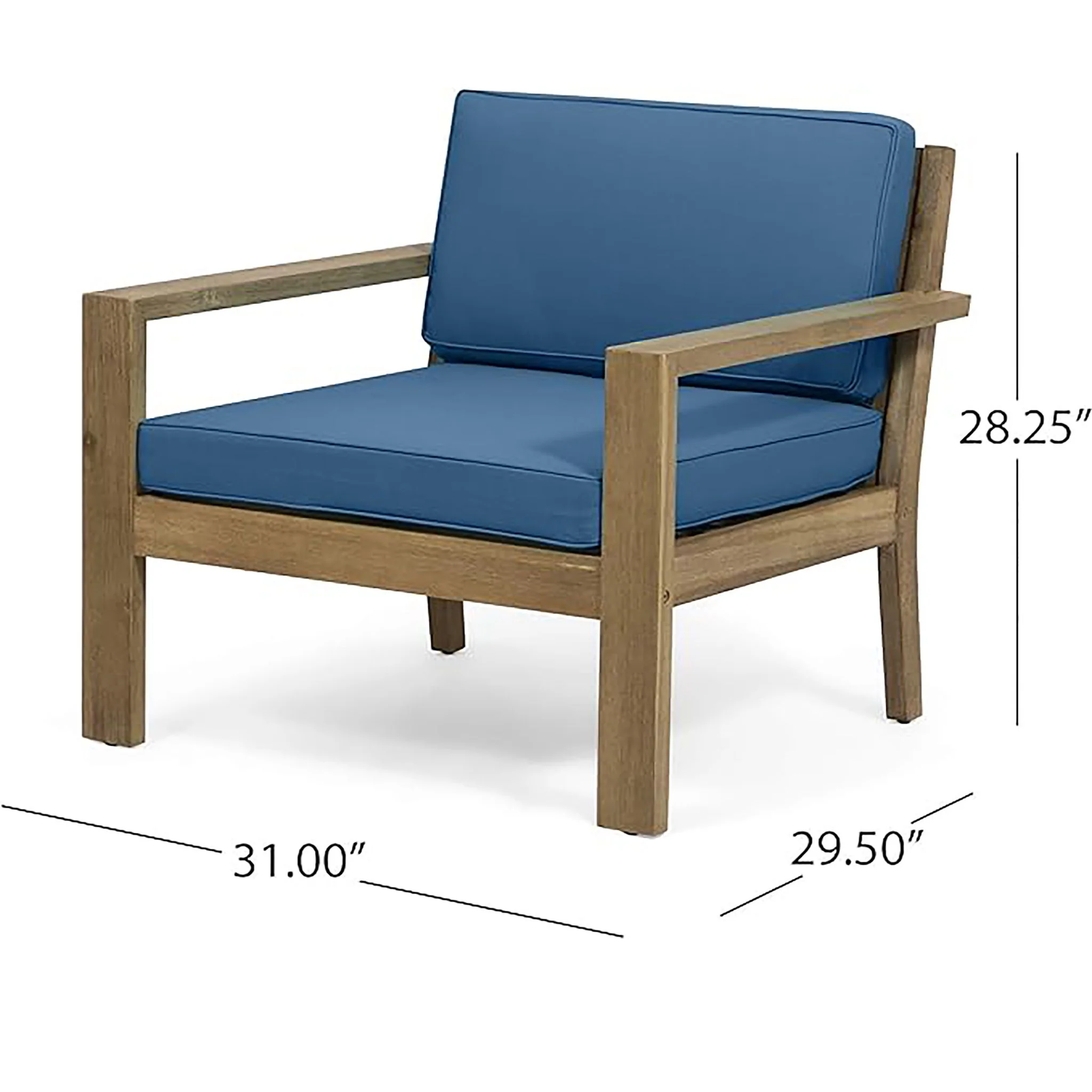 Antoine - Outdoor Acacia Wood Club Chairs With Cushions, (Set of 2) - Image 12