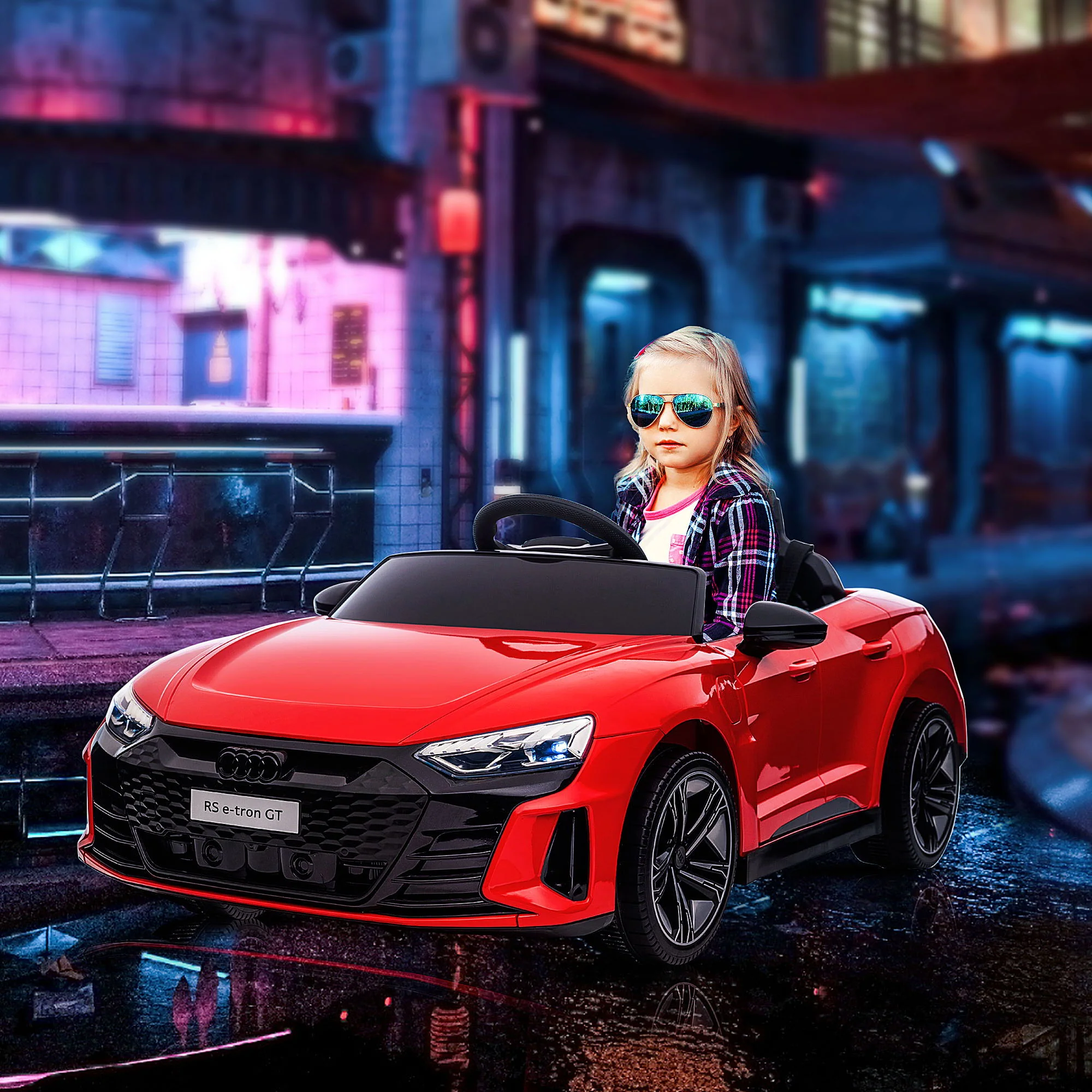 Aosom - Kids Ride On Car, 12V Licensed Audi Rs E-Tron Gt 3.1 Mph Electric Car For Kids, Ride-On Toy For Boys And Girls With Remote Control, 4 Wheels With Suspension, Horn, Music, Lights - Red - Image 6