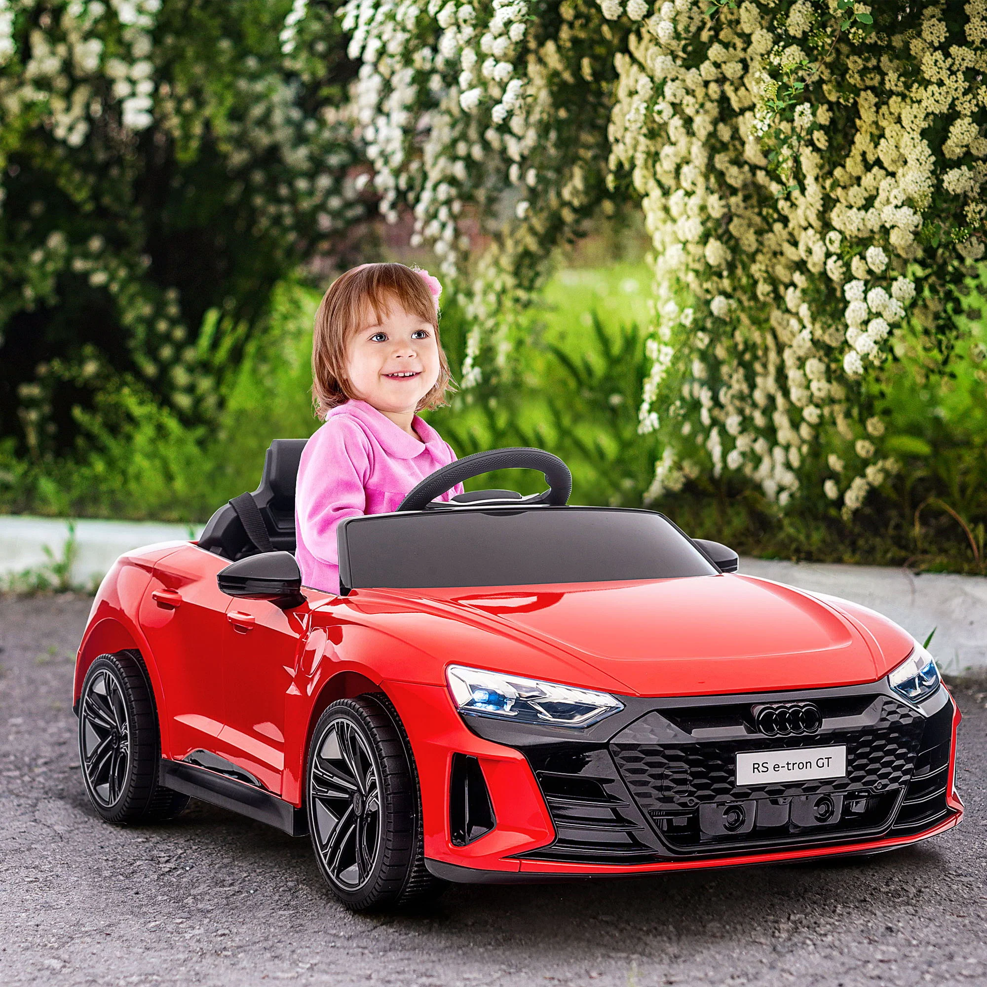 Aosom - Kids Ride On Car, 12V Licensed Audi Rs E-Tron Gt 3.1 Mph Electric Car For Kids, Ride-On Toy For Boys And Girls With Remote Control, 4 Wheels With Suspension, Horn, Music, Lights - Red - Image 9
