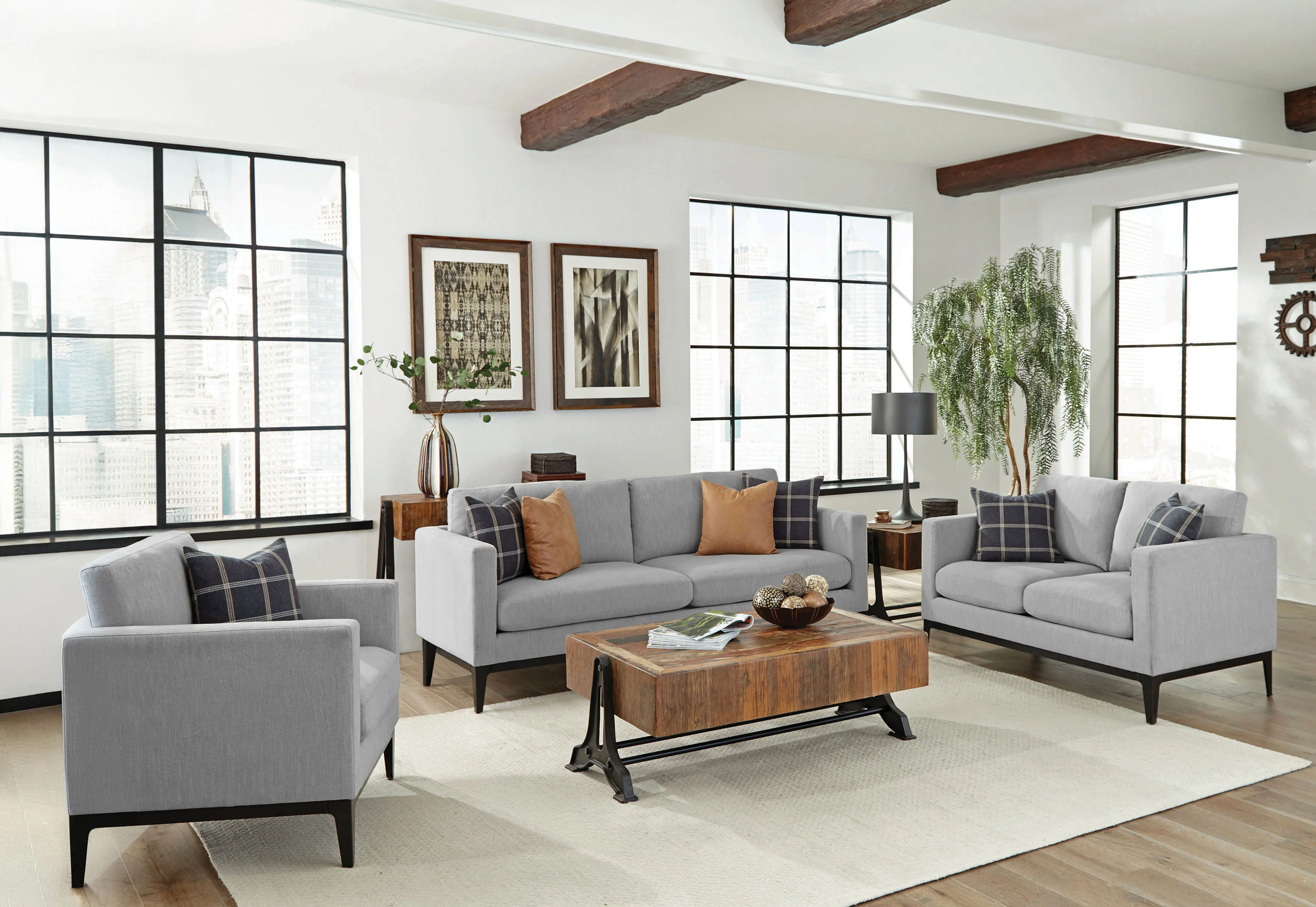 Apperson Upholstered Track Arm Accent Chair Light Grey - Image 12