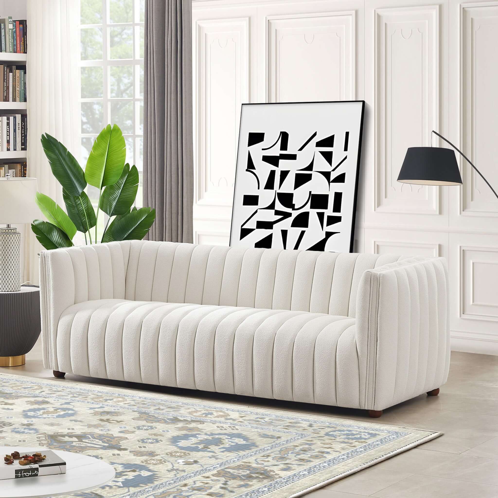 April - Mid-Century Modern Luxury Tight Back Boucle Couch - Image 6