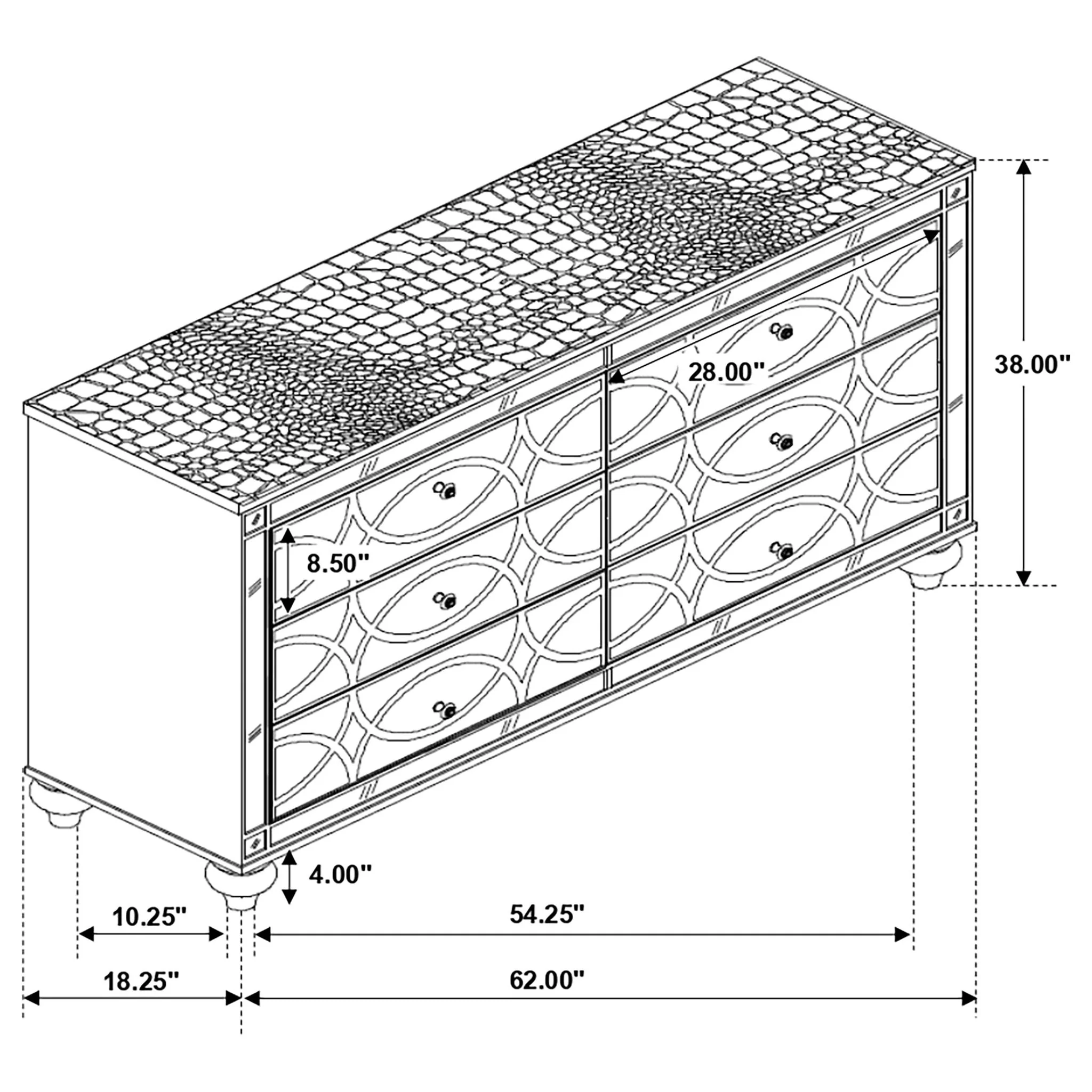 Arabesque - 6 Drawer Dresser - Silver - Image 5