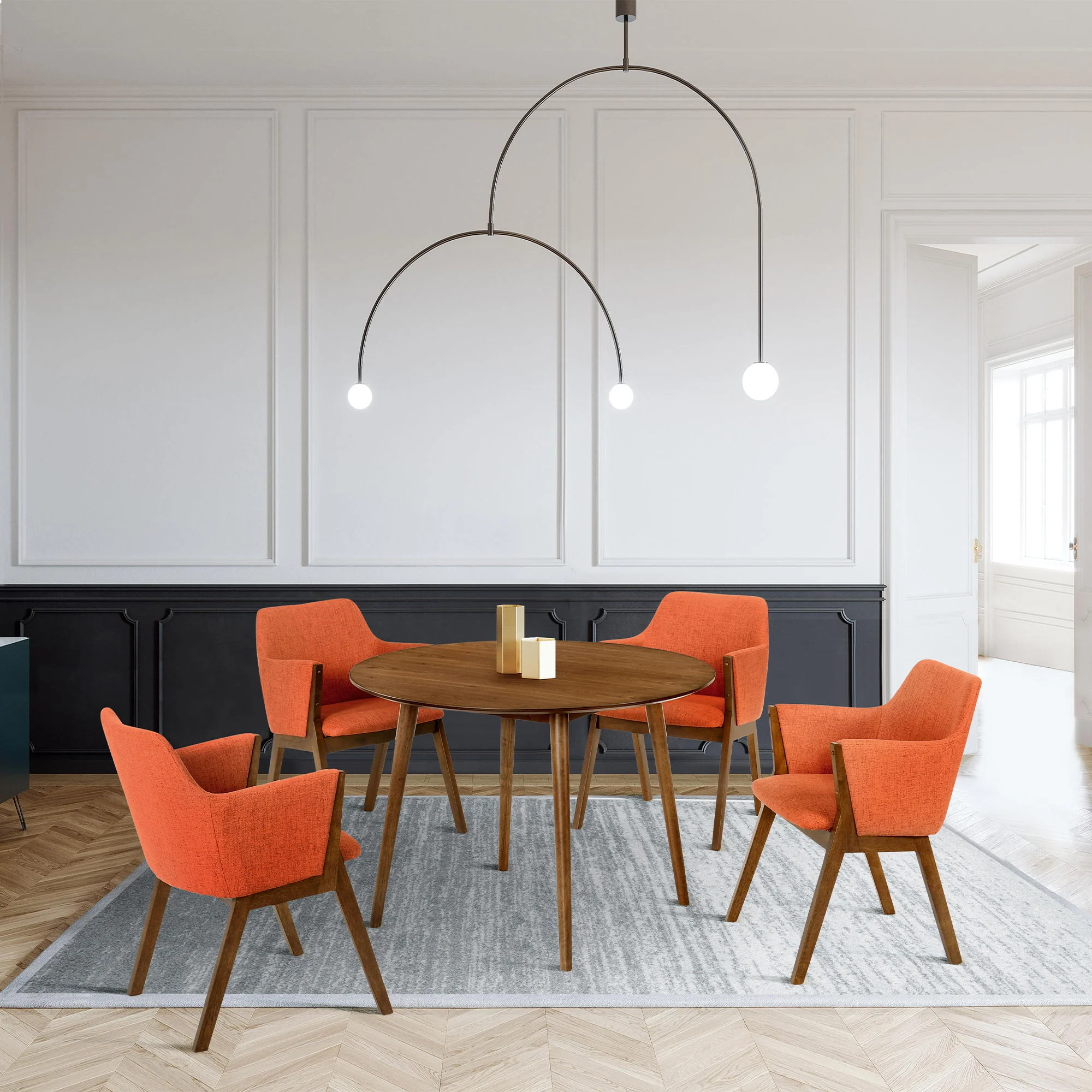 Arcadia - Dining Set With Walnut Table And Reno Chairs - Image 12