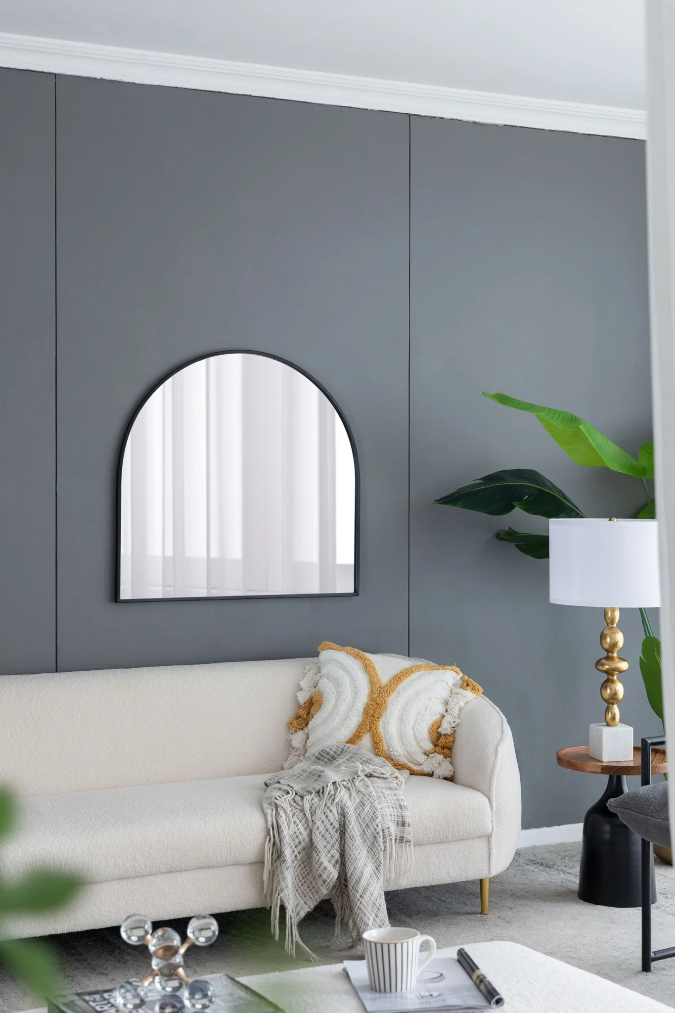 Arched Mirror With Metal Frame, Wall Mirror For Living Room Bedroom Entryway - Image 8