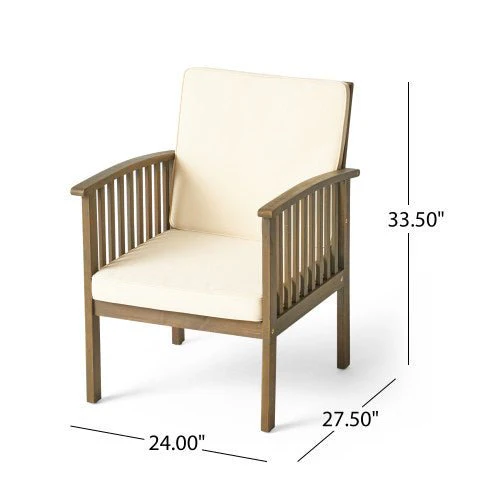 Ardelle 5 Piece Acacia Wood Outdoor Club Chair & Dining Table Set - Image 10