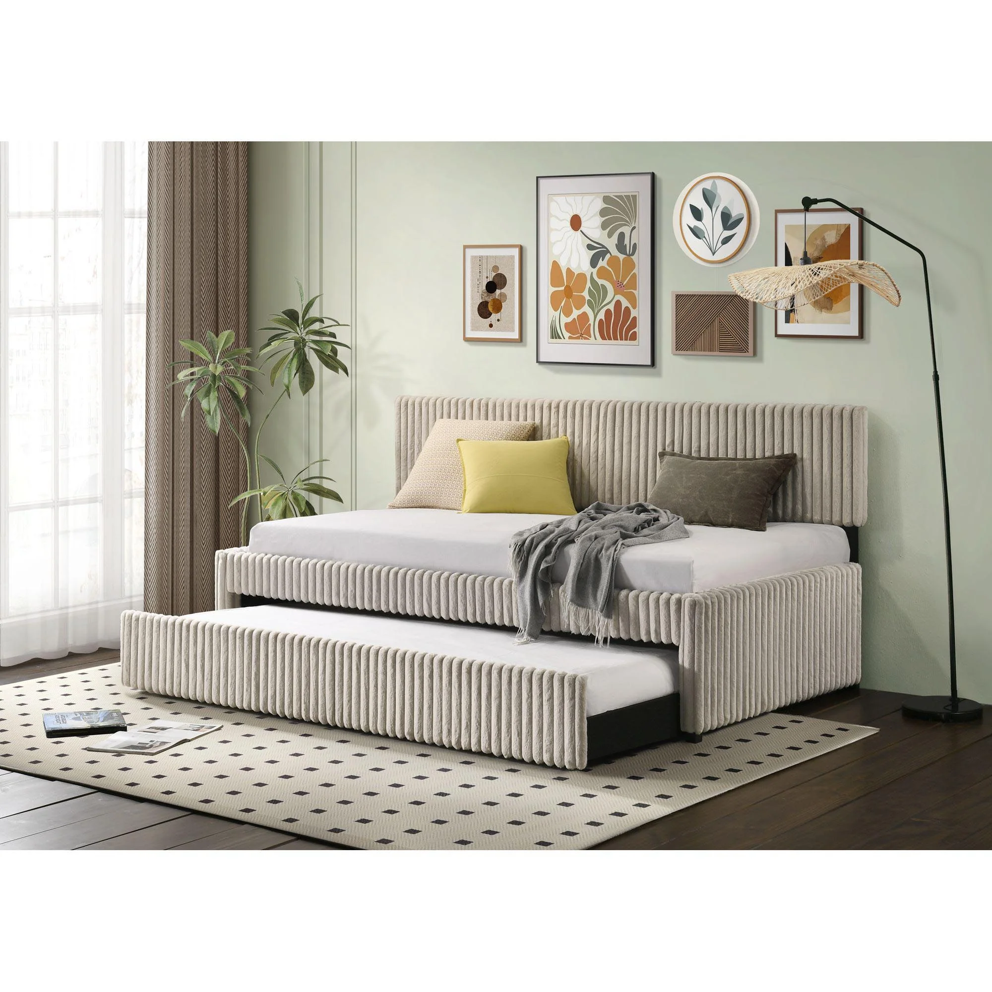 Arden - Twin Daybed With Trundle - Corduroy Beige - Image 6