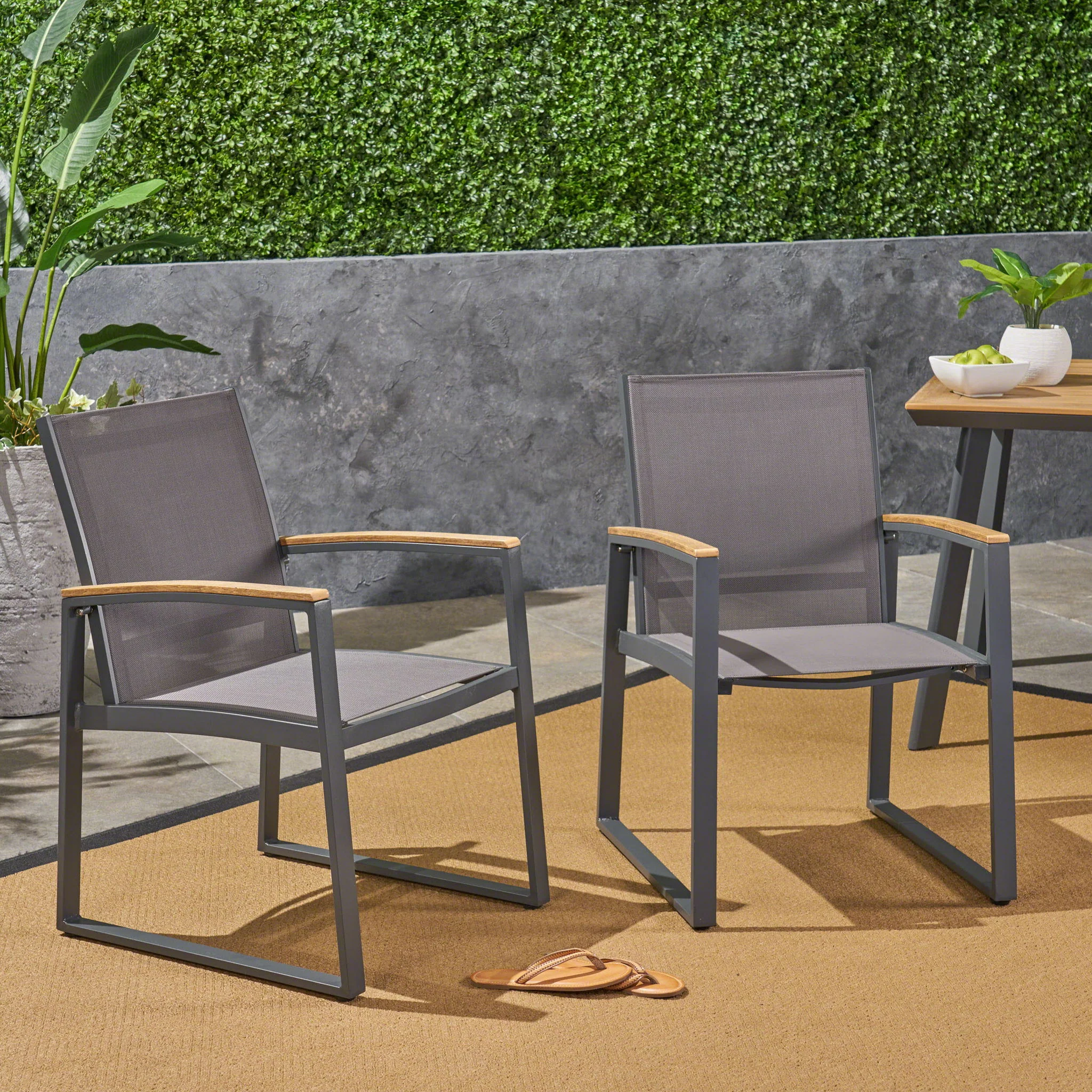 Aresha - Metal Outdoor Dining Armchair (Set of 2) - Gray - Image 5