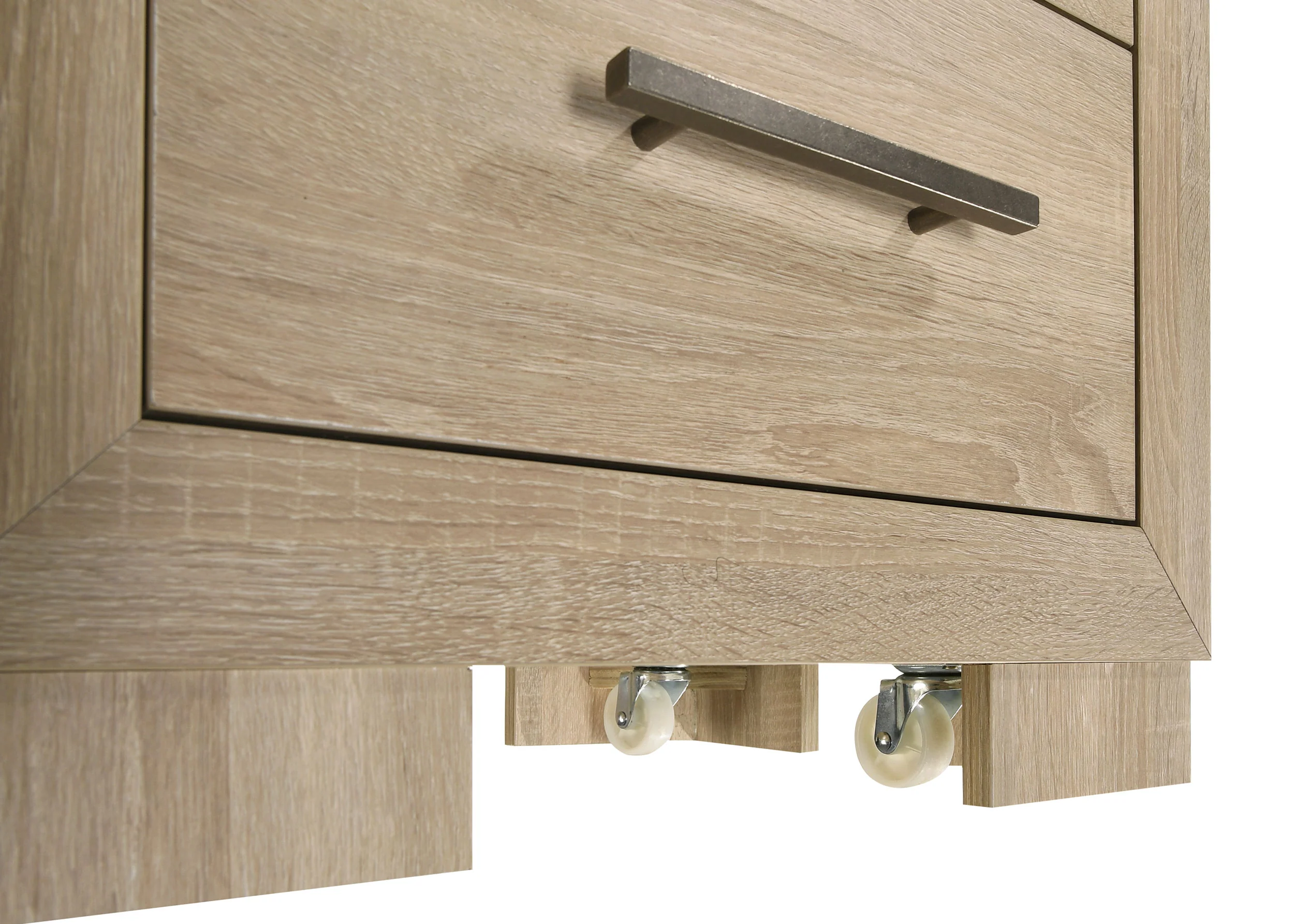 Arielle 2-Drawer Nightstand with Casters Light Oak - Image 7