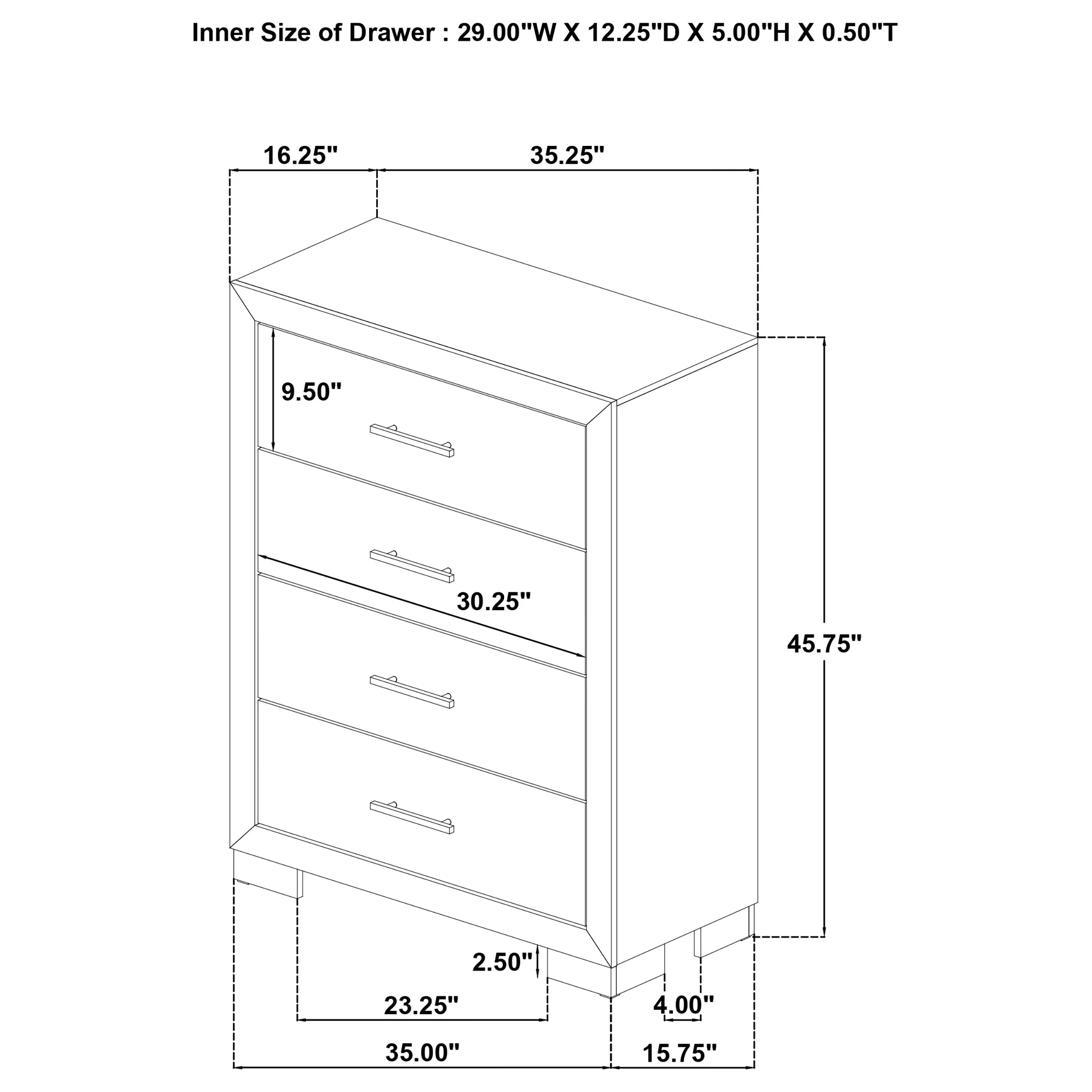 Arielle 4-Drawer Chest of Drawers Light Oak - Image 6
