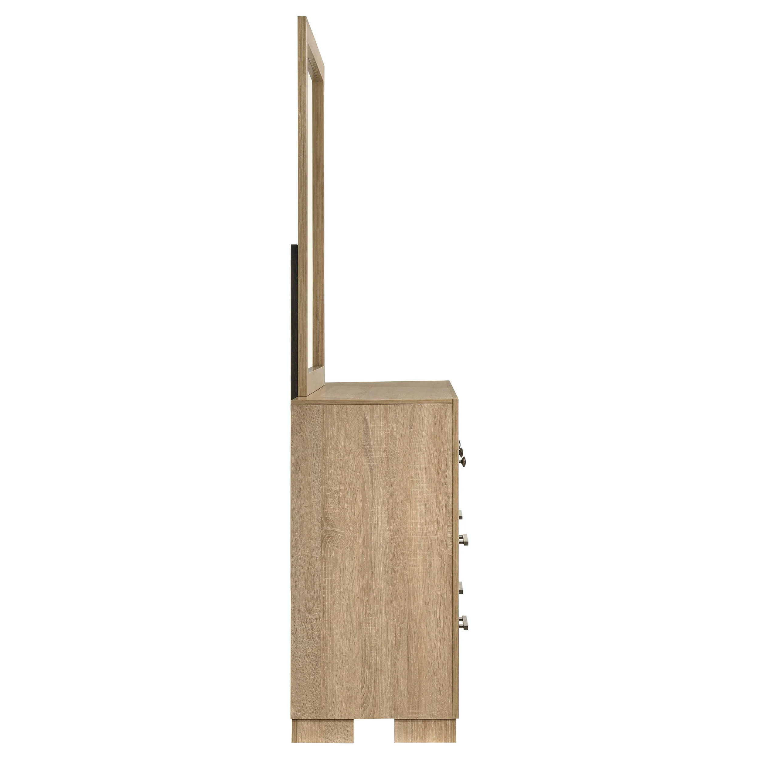 Arielle 6-Drawer Bedroom Dresser with Mirror, Light Oak - Image 6