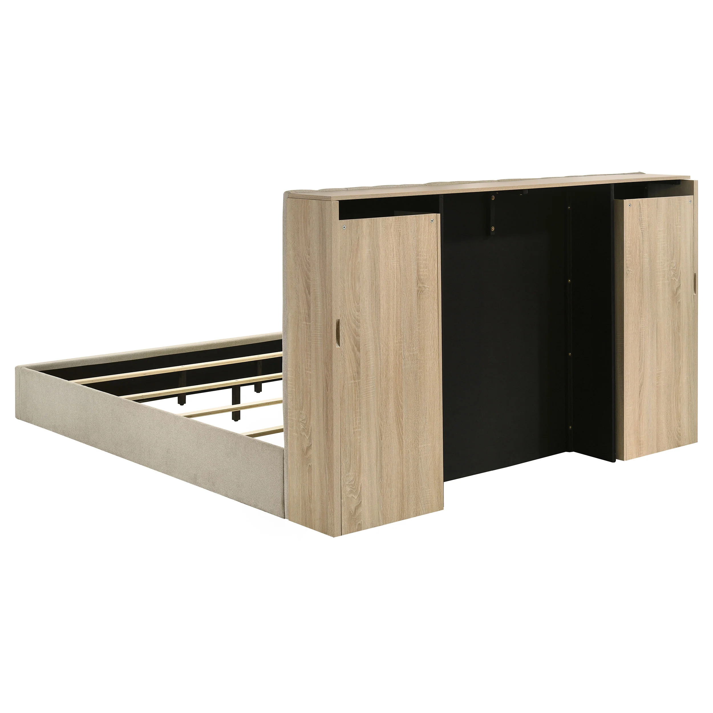 Arielle Eastern King Bookcase Panel Storage Bed Light Oak - Image 6