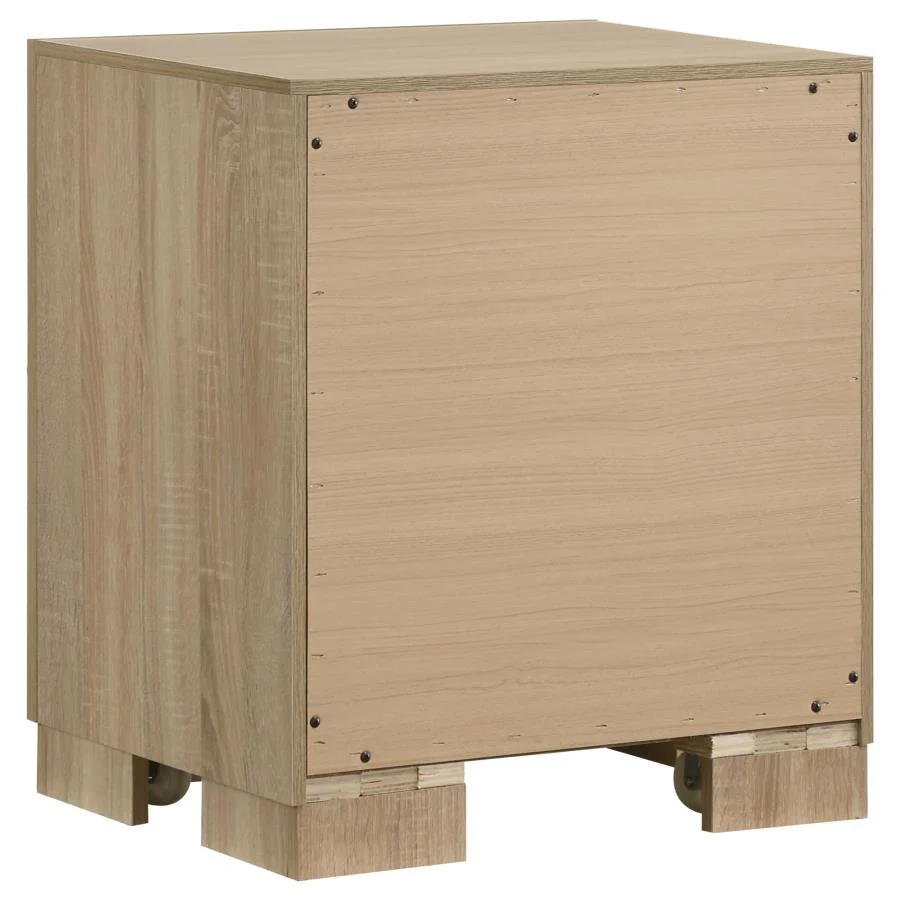 Arielle Light Oak Two-Drawer Nightstand with Hidden Casters - Image 4