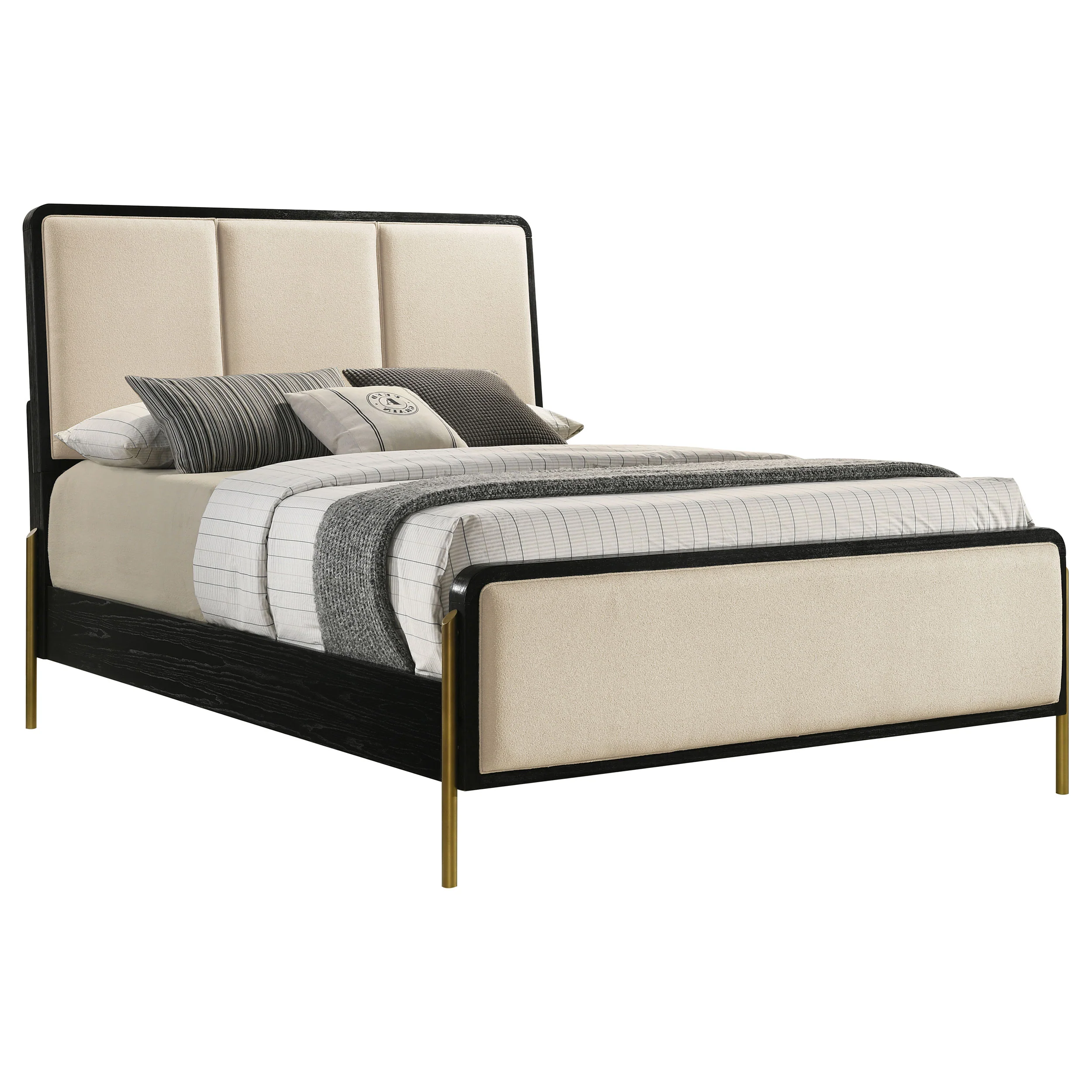 Arini 56-inch California King Panel Bed in Cream and Black - Image 4