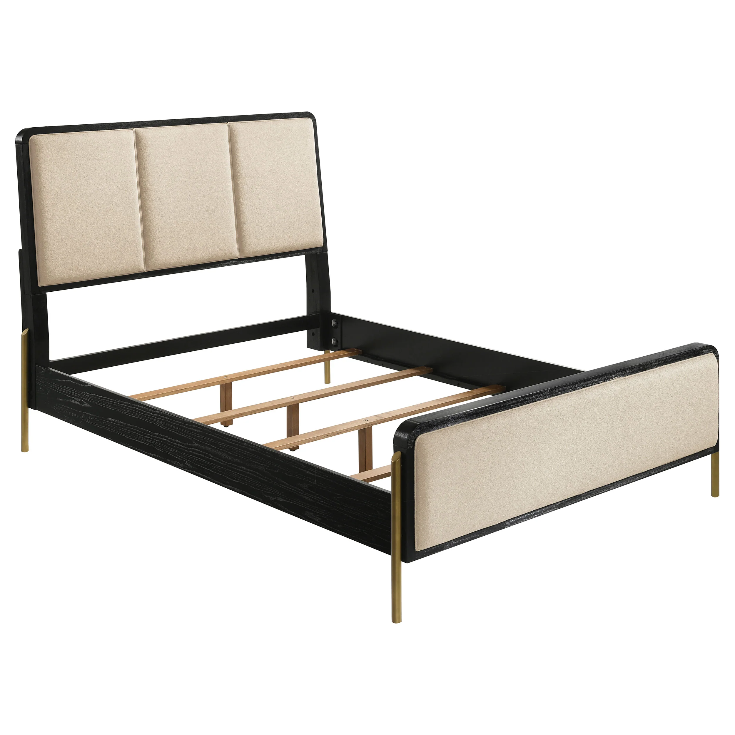 Arini 56-Inch Eastern King Panel Bed, Cream and Black