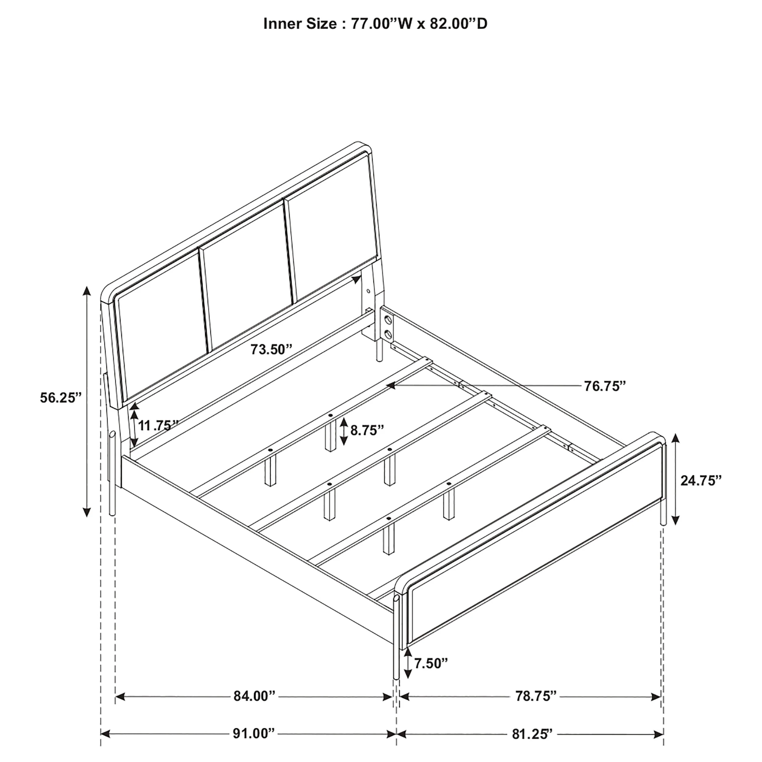 Arini 56-Inch Eastern King Panel Bed, Cream and Black - Image 6