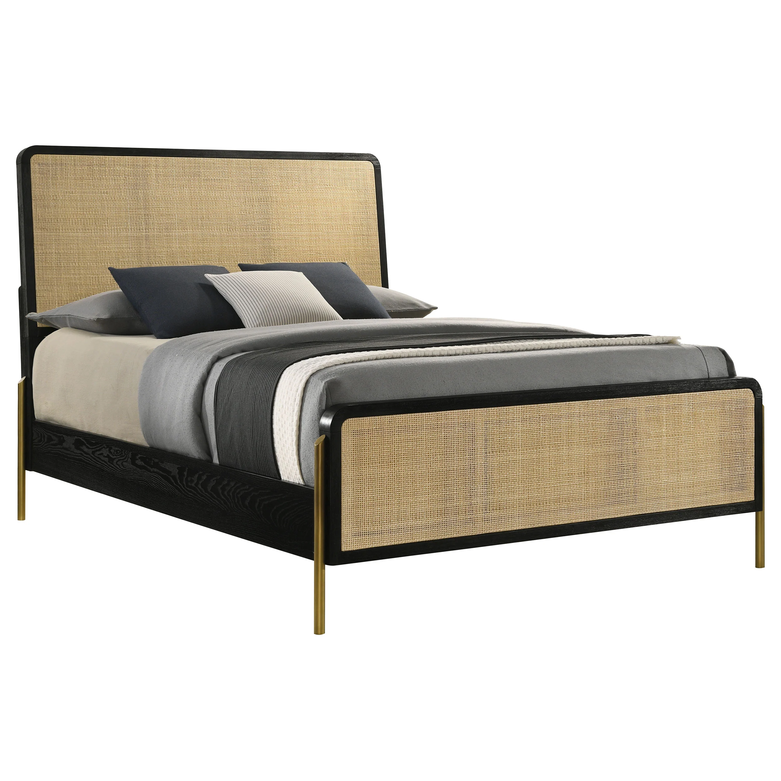 Arini Rattan Eastern King Panel Bed Black - Image 3