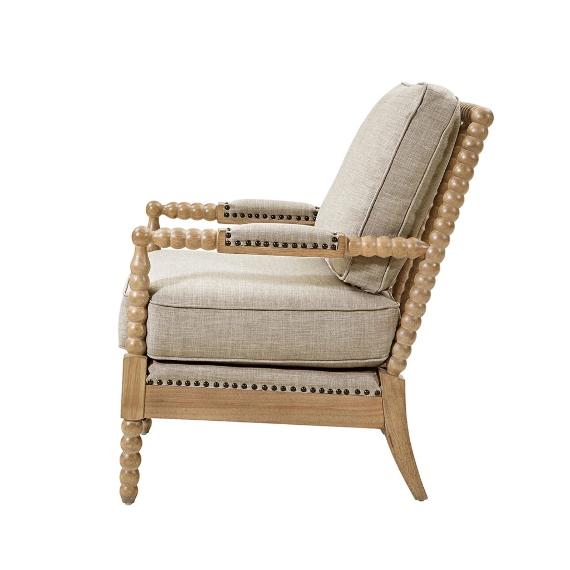 Arm Chair With Open Back Spindle Design, Padded Armrests - Image 18