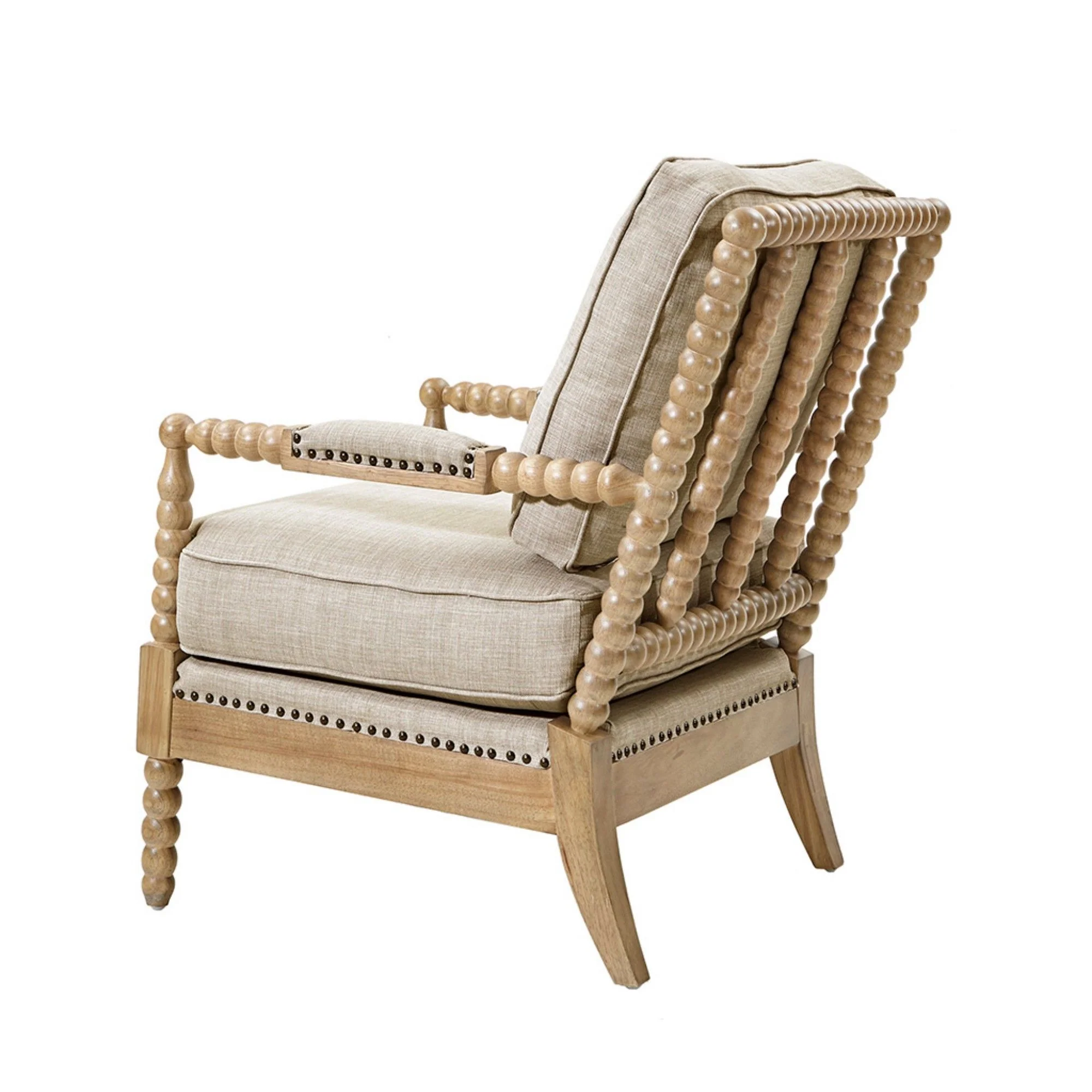 Arm Chair With Open Back Spindle Design, Padded Armrests - Image 19