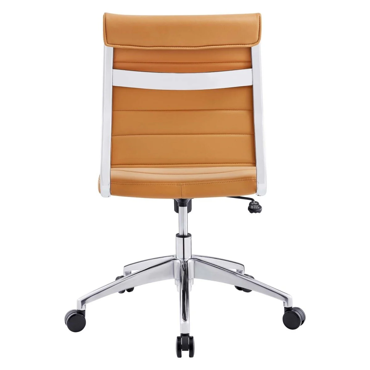Armless Mid Back Ribbed Vinyl Office Chair – Mid-Century Modern Desk Seating - Image 17