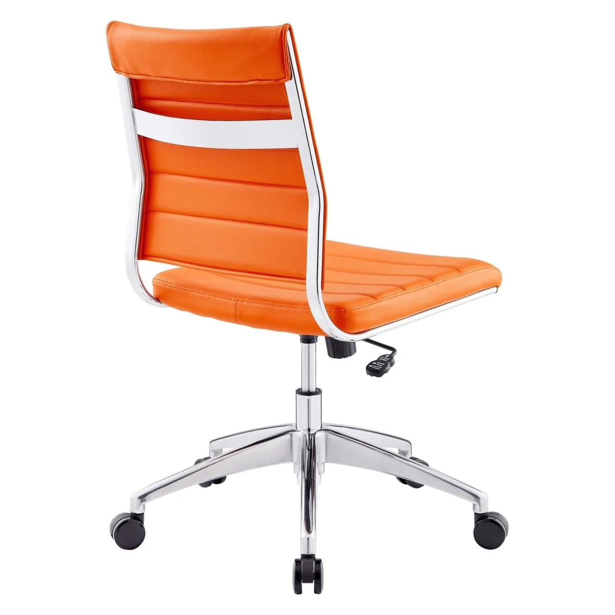 Armless Mid Back Ribbed Vinyl Office Chair – Mid-Century Modern Desk Seating - Image 27