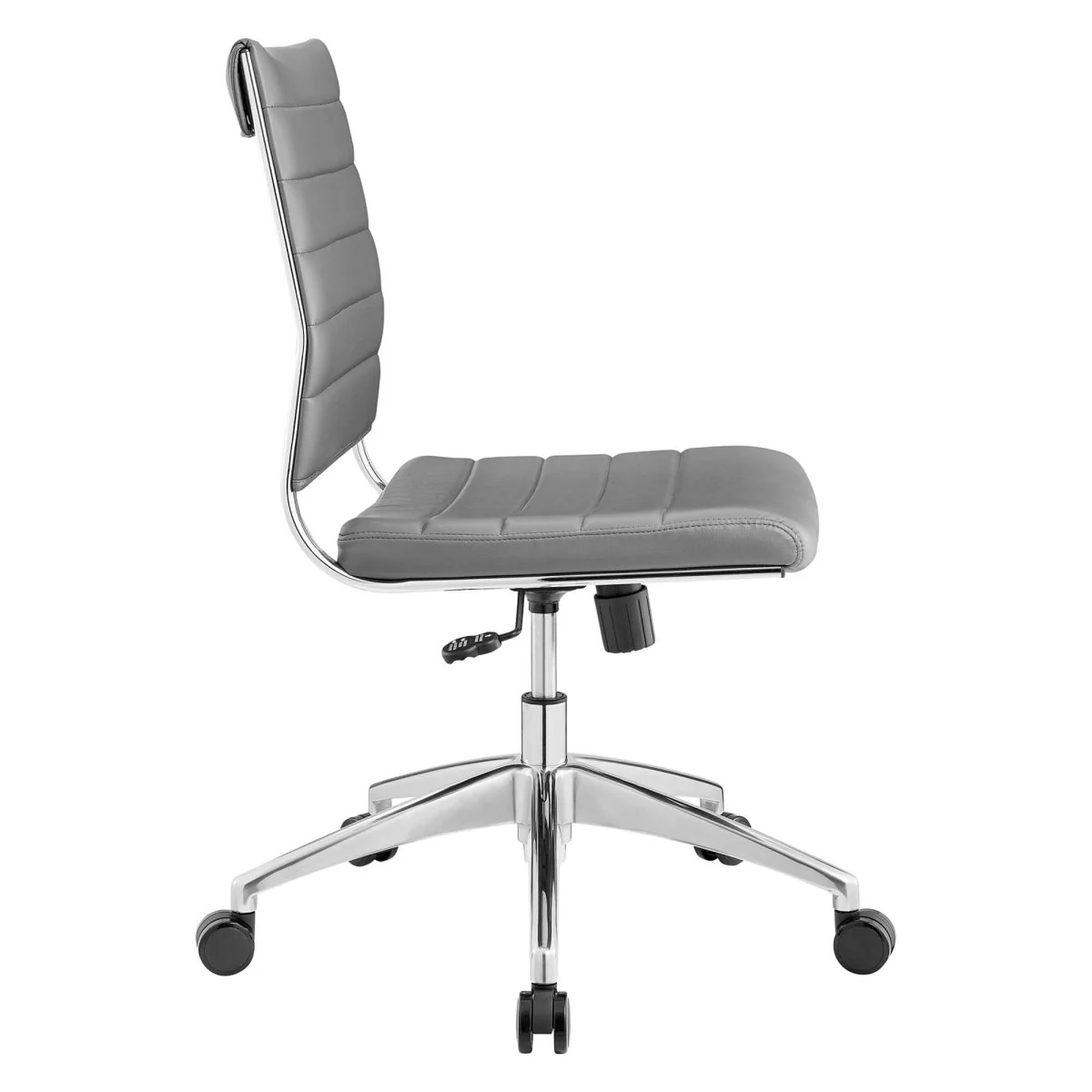 Armless Mid Back Ribbed Vinyl Office Chair – Mid-Century Modern Desk Seating - Image 37
