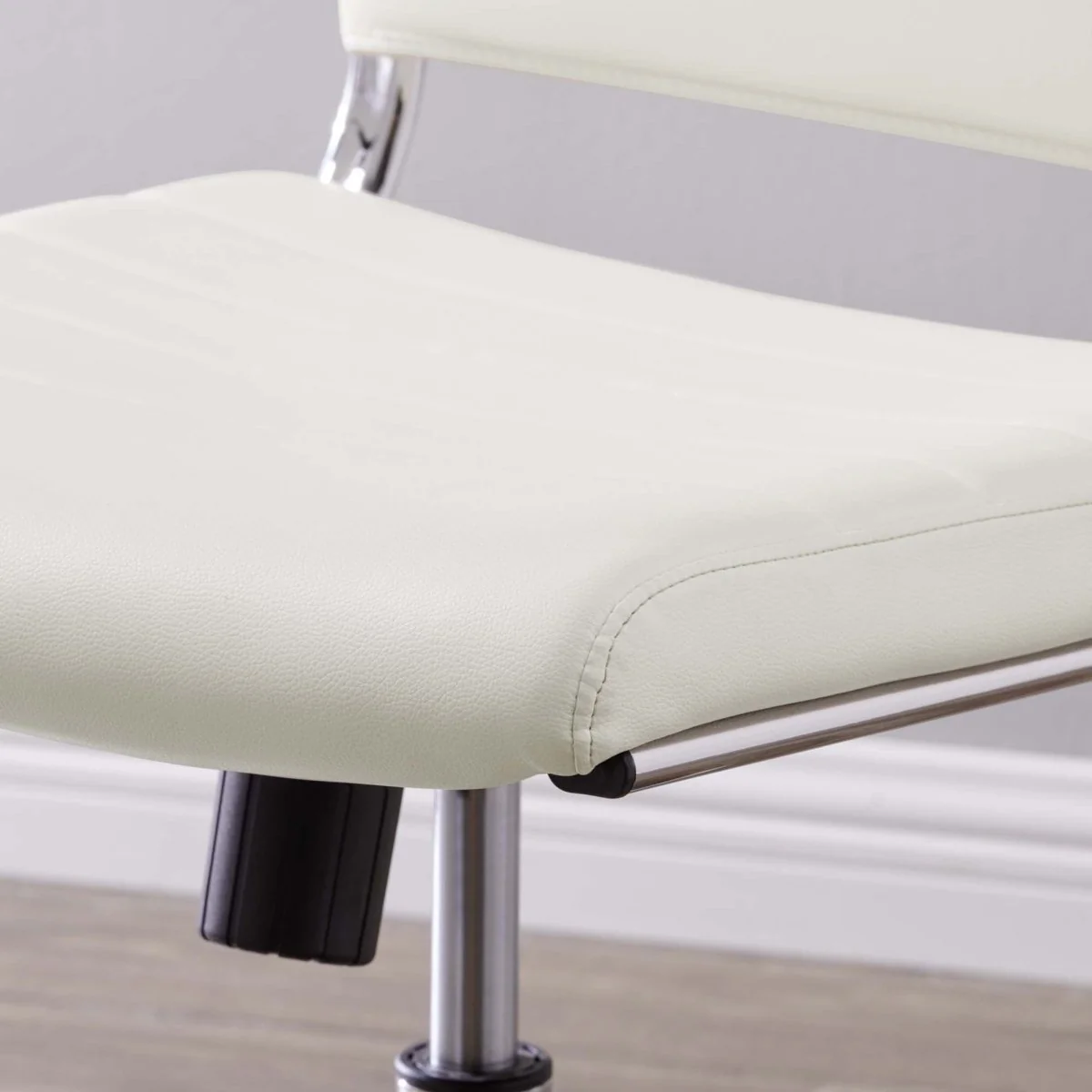 Armless Mid Back Ribbed Vinyl Office Chair – Mid-Century Modern Desk Seating - Image 5