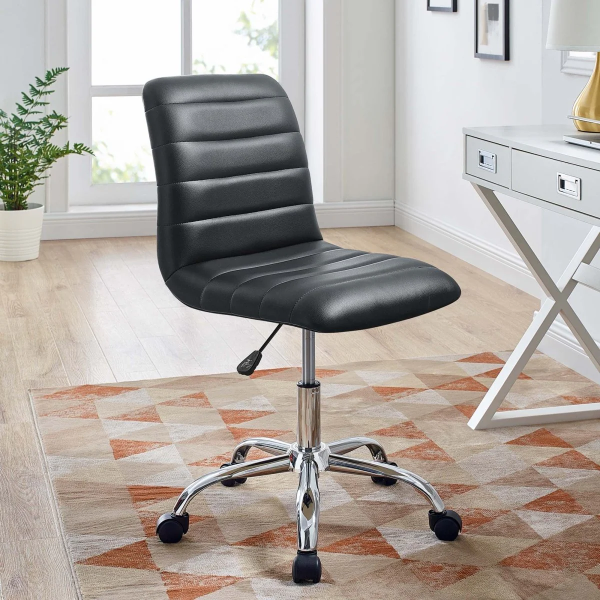 Armless Mid Back Vinyl Office Chair for Home and Commercial Use - Ergonomic Seating - Image 30