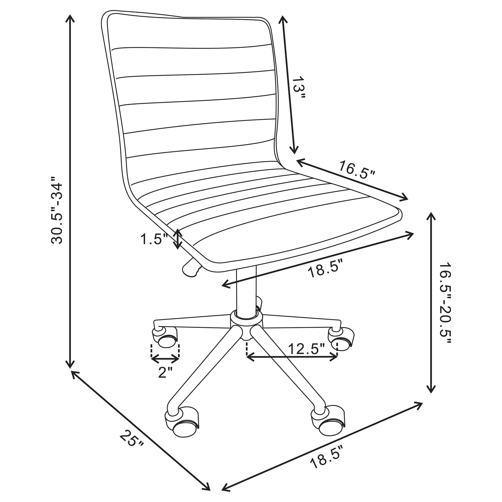 Armless Office Chair, Adjustable Height - Image 5