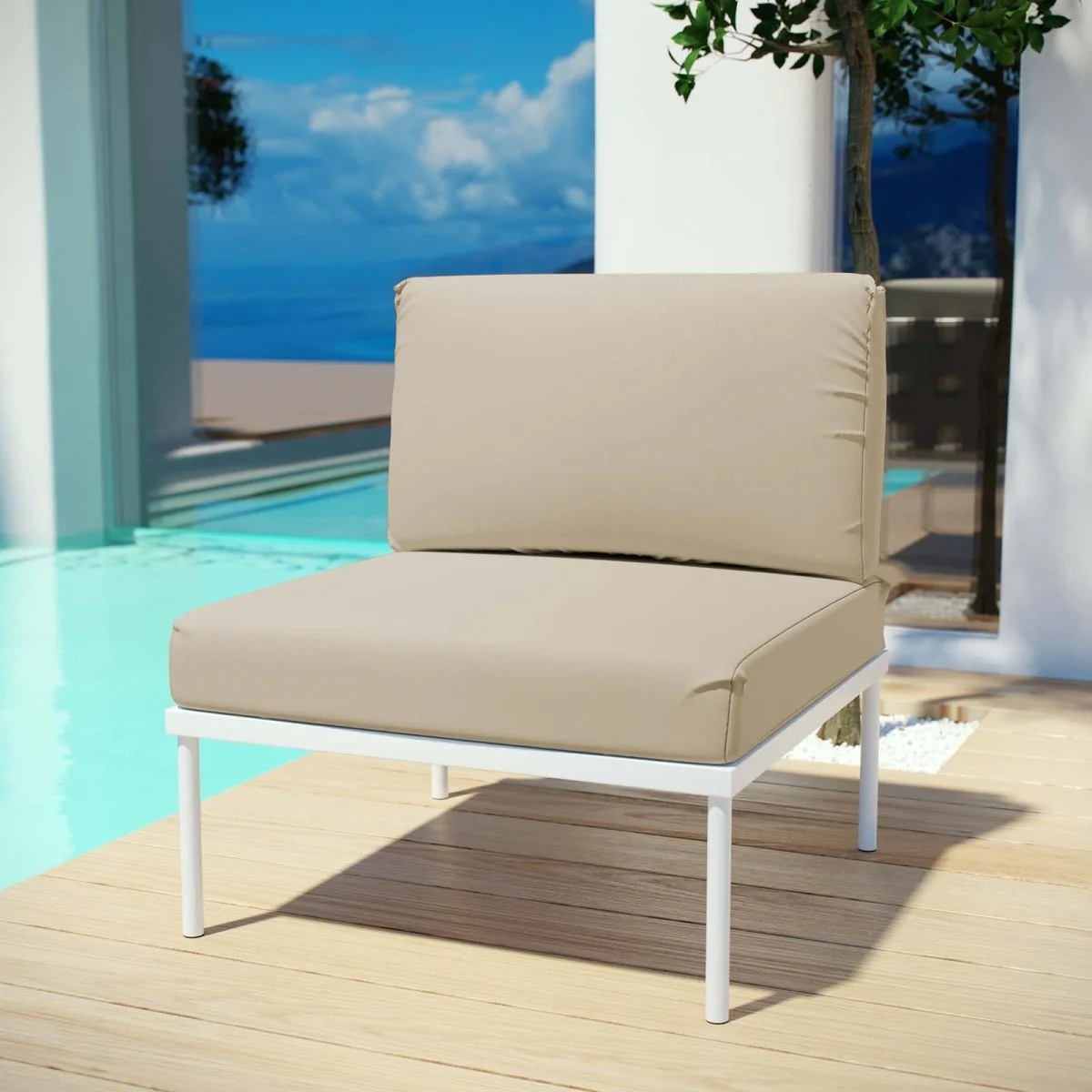 Armless Outdoor Patio Aluminum Chair for Deck, Patio and Garden Seating - Image 20