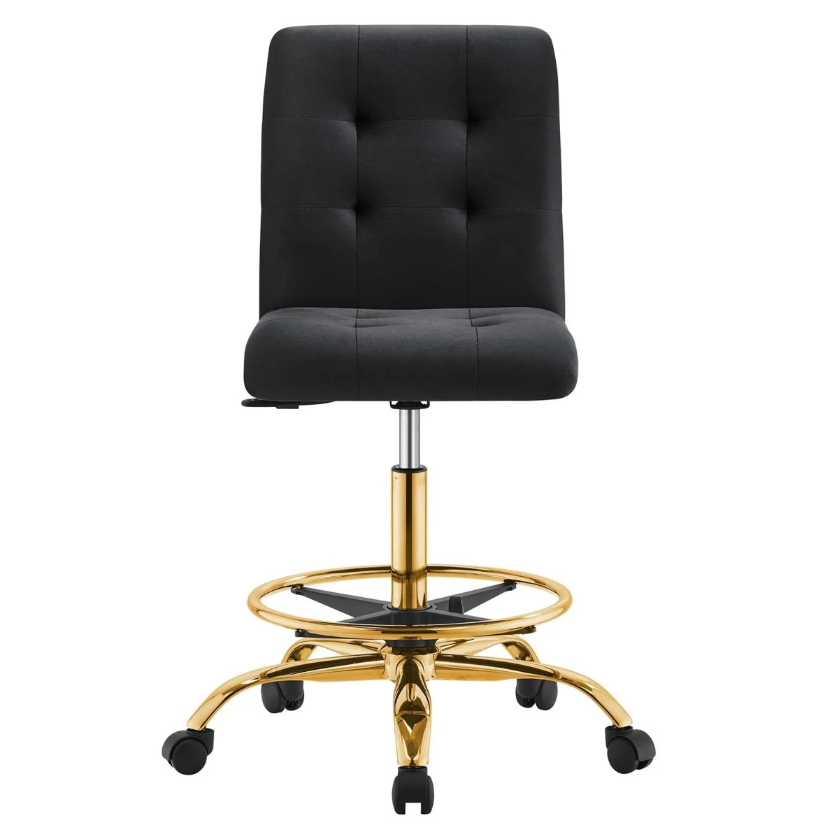 Armless Performance Velvet Drafting Chair, Ergonomic Swivel with Adjustable Height - Image 50