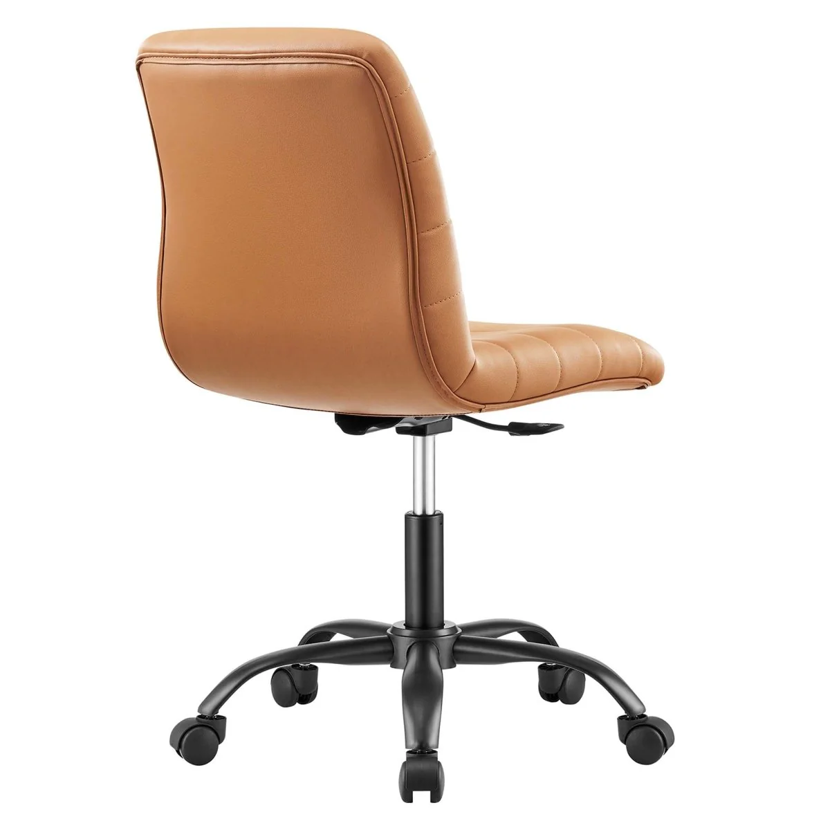 Armless Vegan Leather Office Chair – Channel Tufted, Modern Desk Seating - Image 15