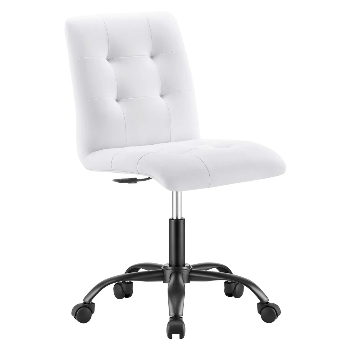 Armless Vegan Leather Office Chair – Modern Minimalist Desk Seating for Home & Office