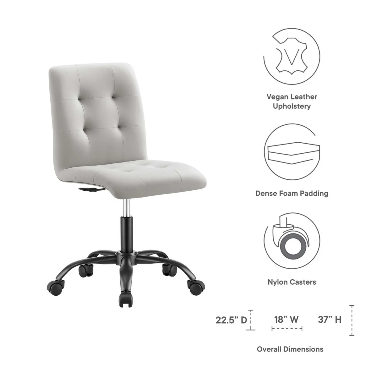 Armless Vegan Leather Office Chair – Modern Minimalist Desk Seating for Home & Office - Image 20