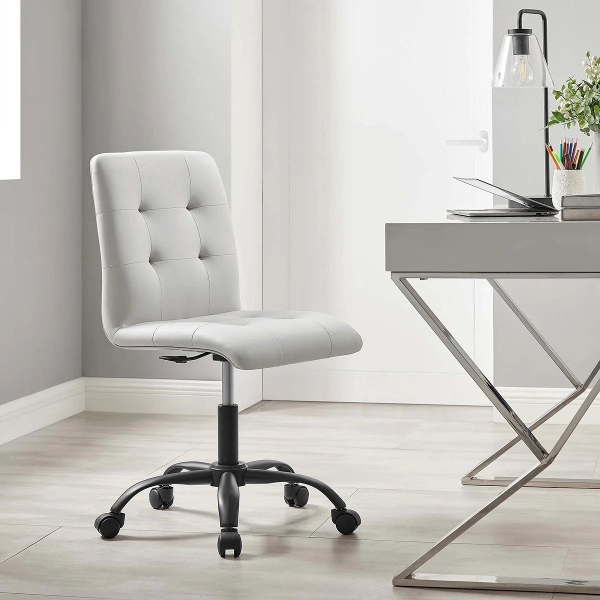 Armless Vegan Leather Office Chair – Modern Minimalist Desk Seating for Home & Office - Image 27