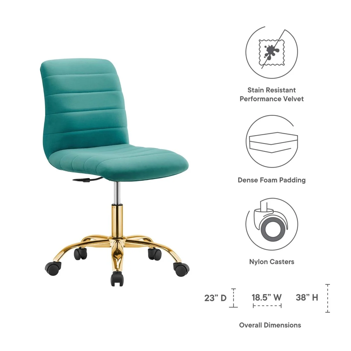 Armless Velvet Office Chair – Channel Tufted Accent Desk Seating for Home & Office - Image 11