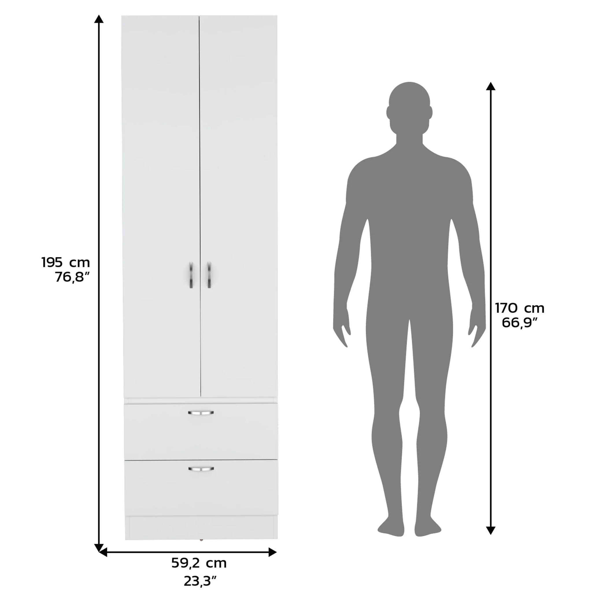 Armoire Organiser, Two Shelves, Rod, Double Door Cabinet Armoire - Image 12