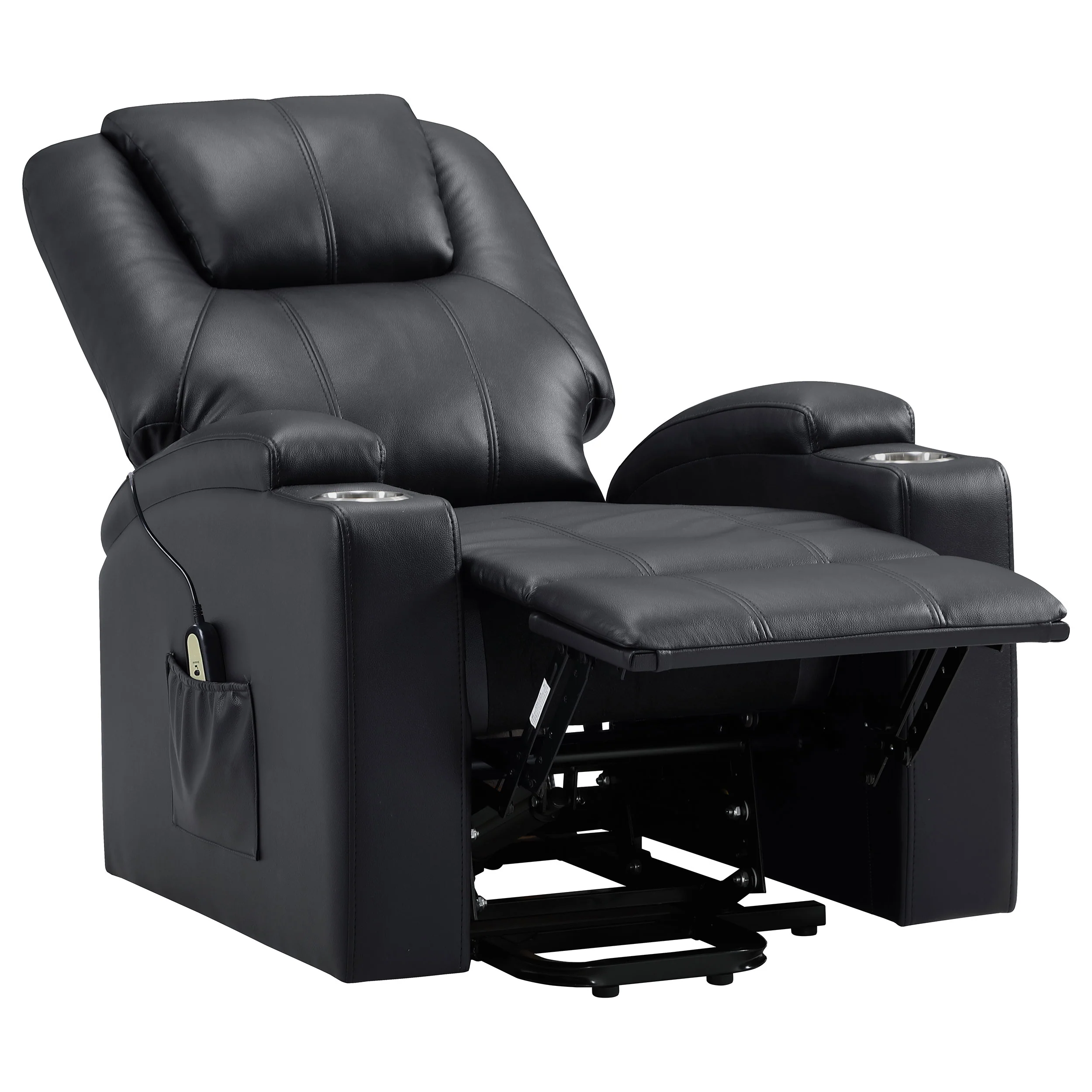 Armstrong Upholstered Power Lift Massage Recliner Black - Image 7