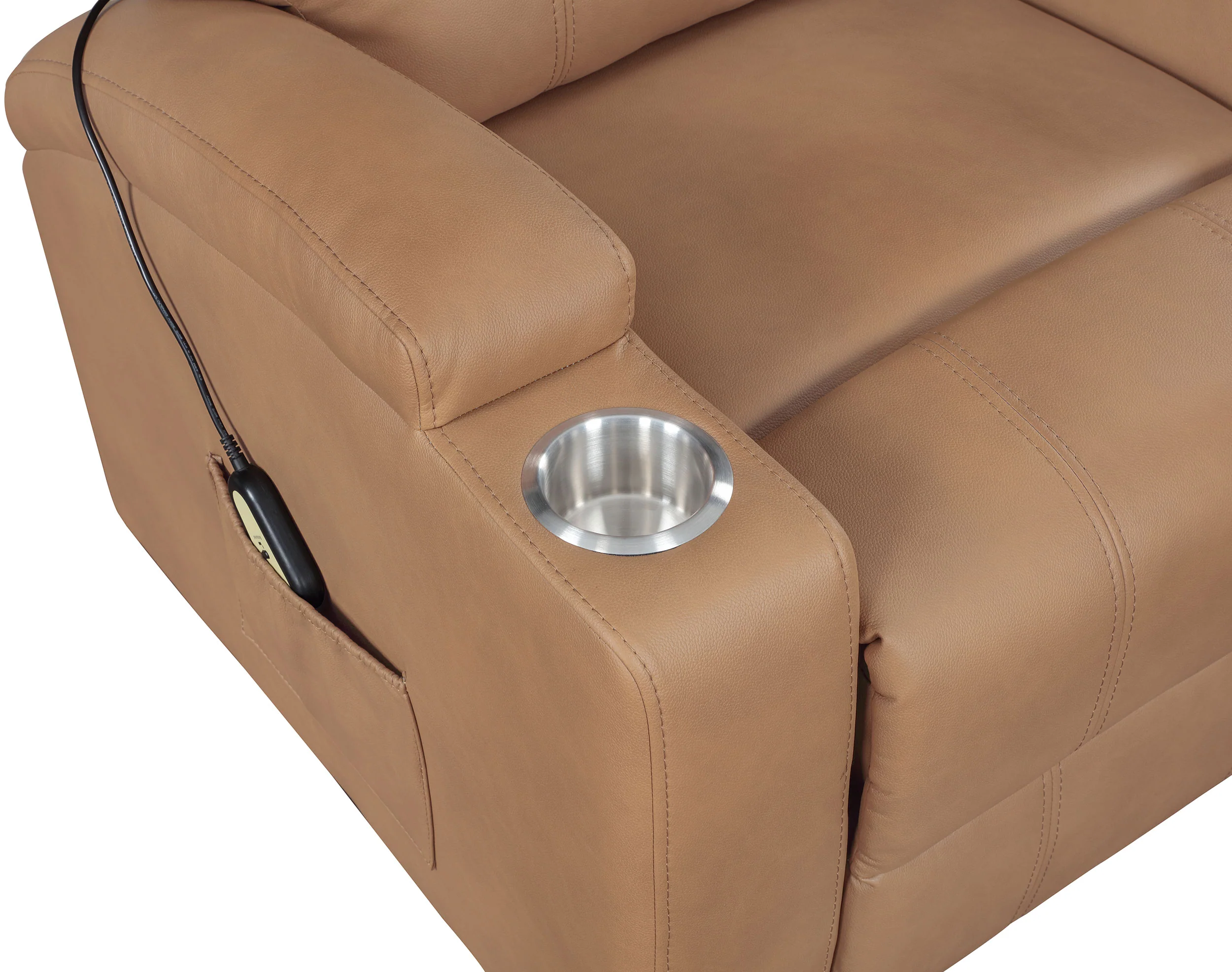 Armstrong Upholstered Power Lift Massage Recliner Camel - Image 14