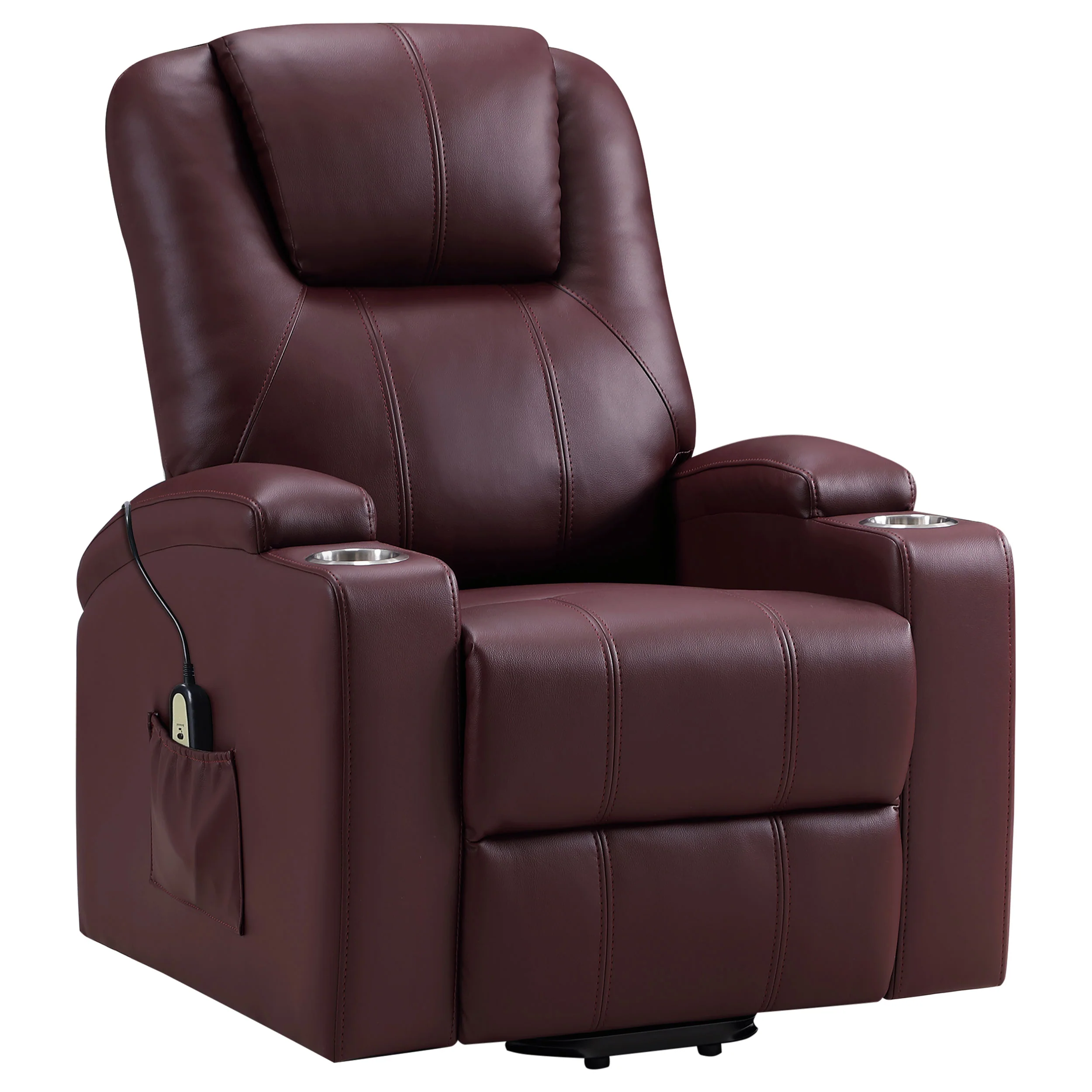 Armstrong Upholstered Power Lift Massage Recliner Wine - Image 2
