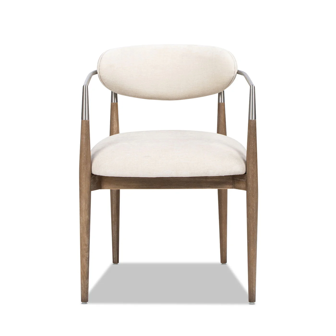 Artemis - Mixed Material Upholstered Dining Arm Chair - Warm White - Image 6