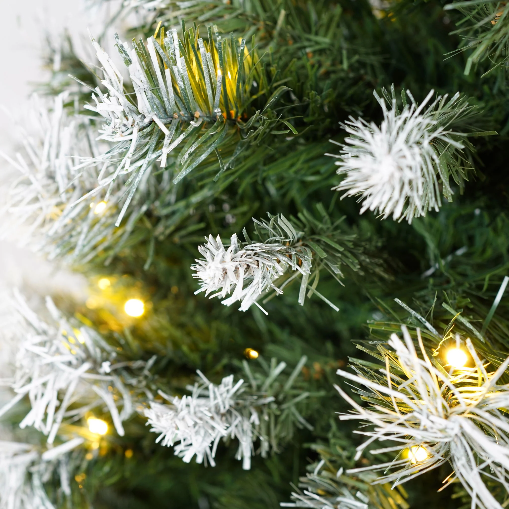 Artificial Christmas 3 Piece Set Wreath And 2 Entrance Trees With LED Lights - White / Green - Image 5