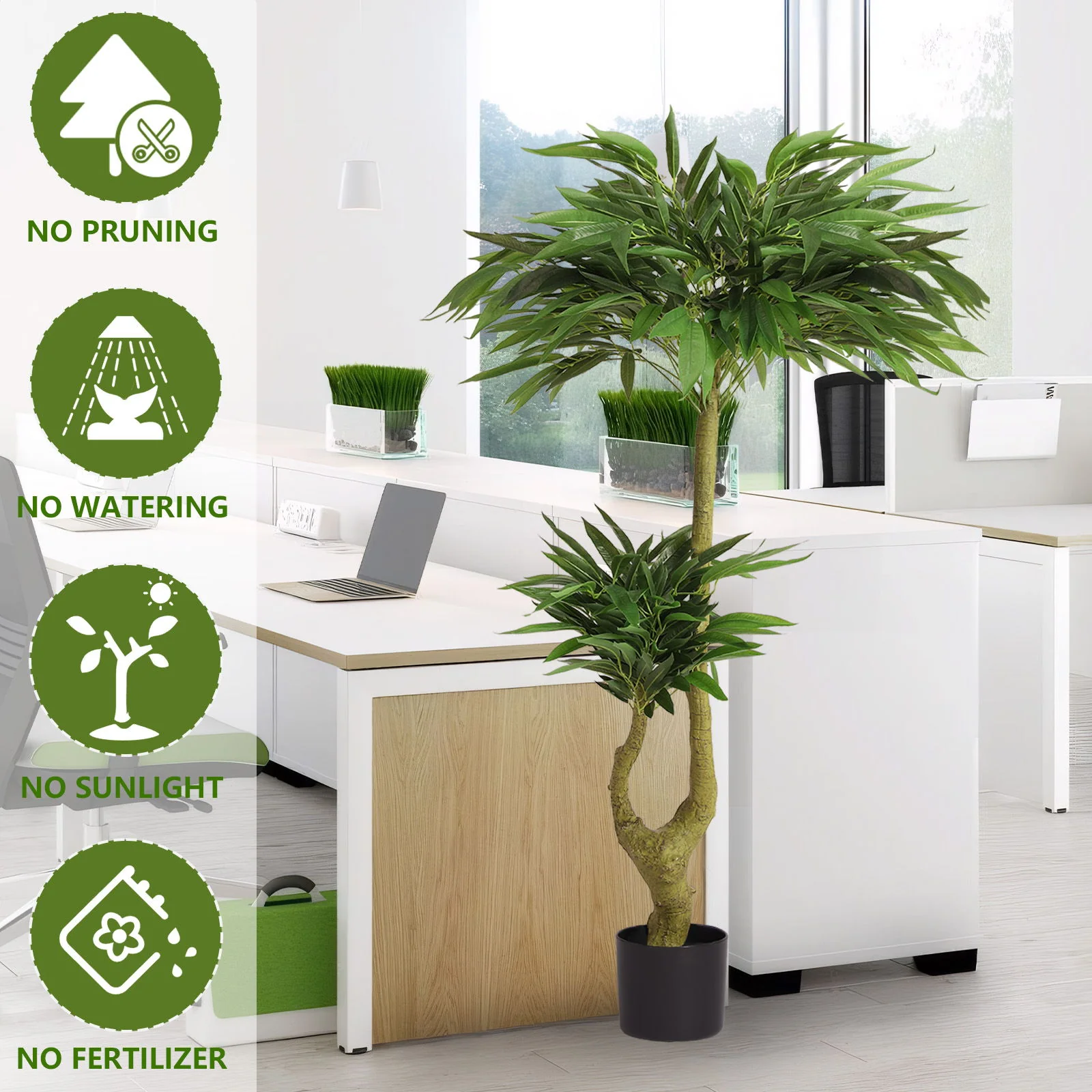 Artificial Dracaena Tree Indoor Faux ery Plant For Decoration, 150Cm - Green - Image 6