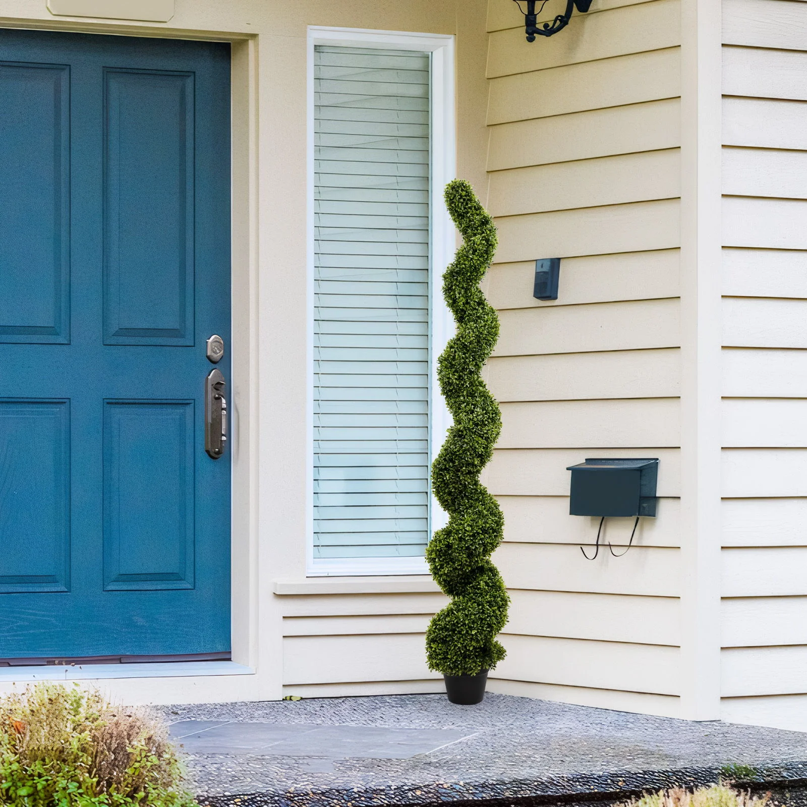 Artificial Outdoor UV Resistant Plastic Boxwood Topiary Spiral Tree - Image 12