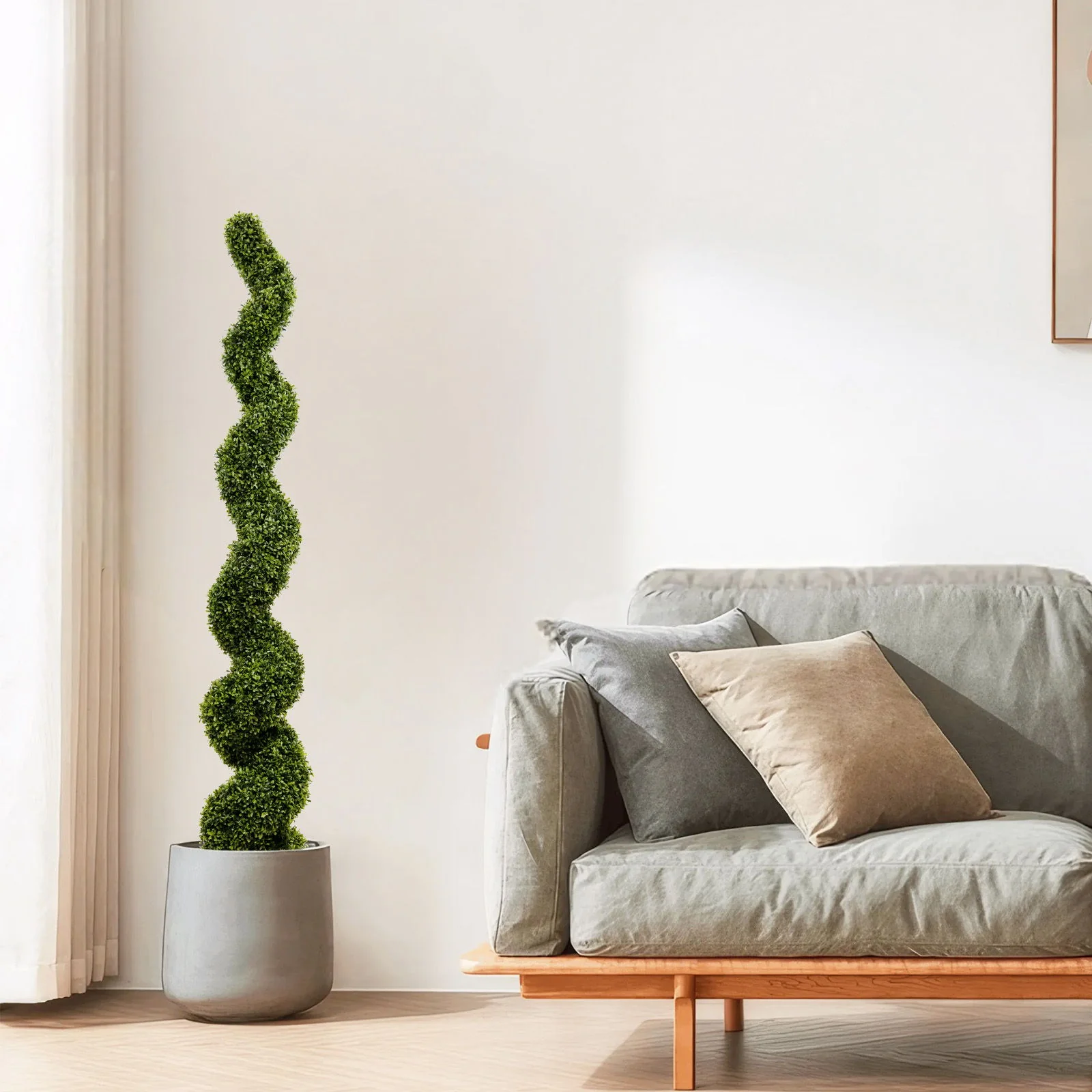 Artificial Outdoor UV Resistant Plastic Boxwood Topiary Spiral Tree - Image 16