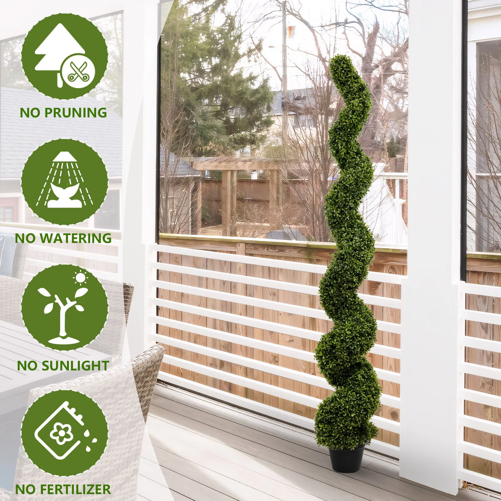 Artificial Outdoor UV Resistant Plastic Boxwood Topiary Spiral Tree - Image 7
