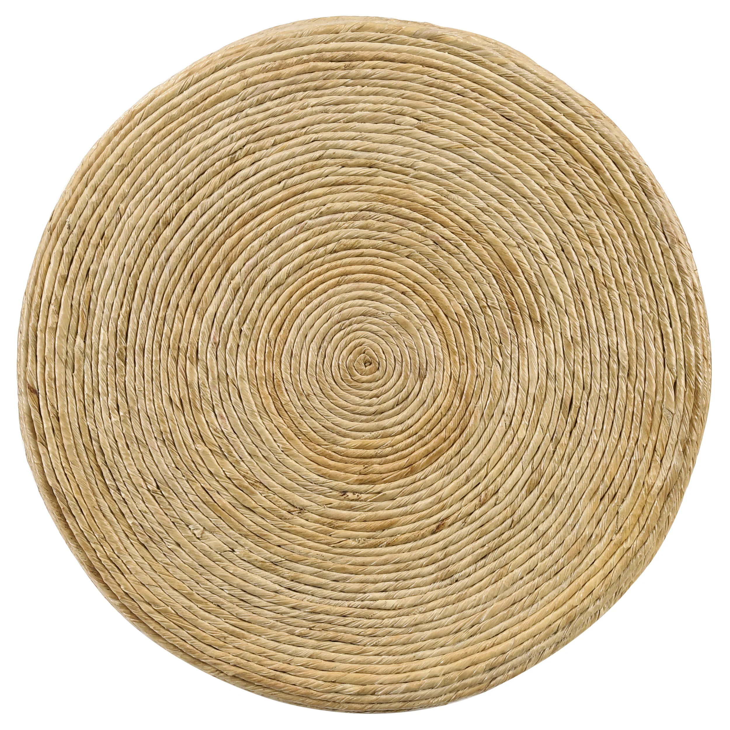 Artina Woven Rattan Round Side Table, Natural Brown - Image 3